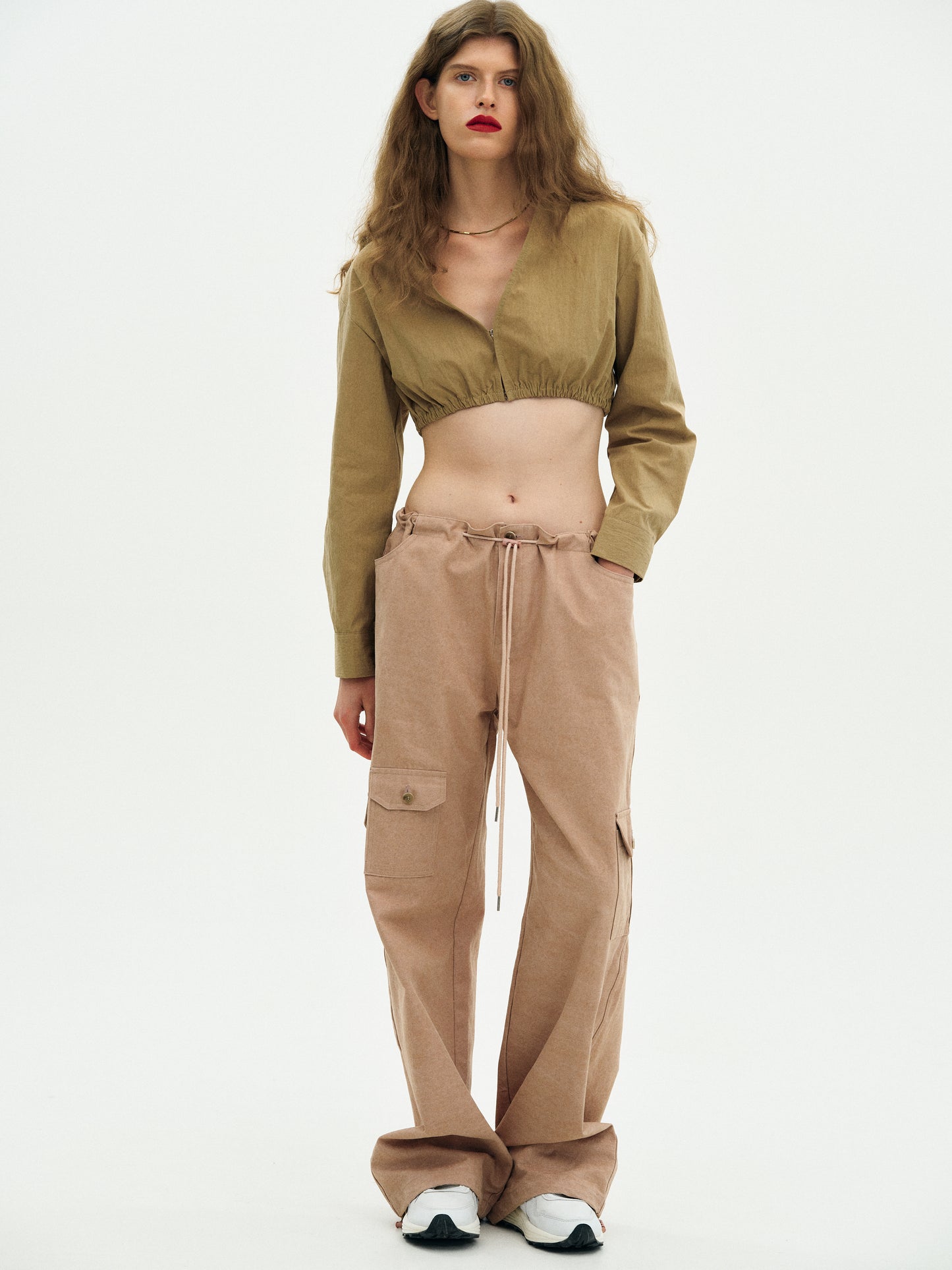Cotton Parachute Pants, Dusty Pink