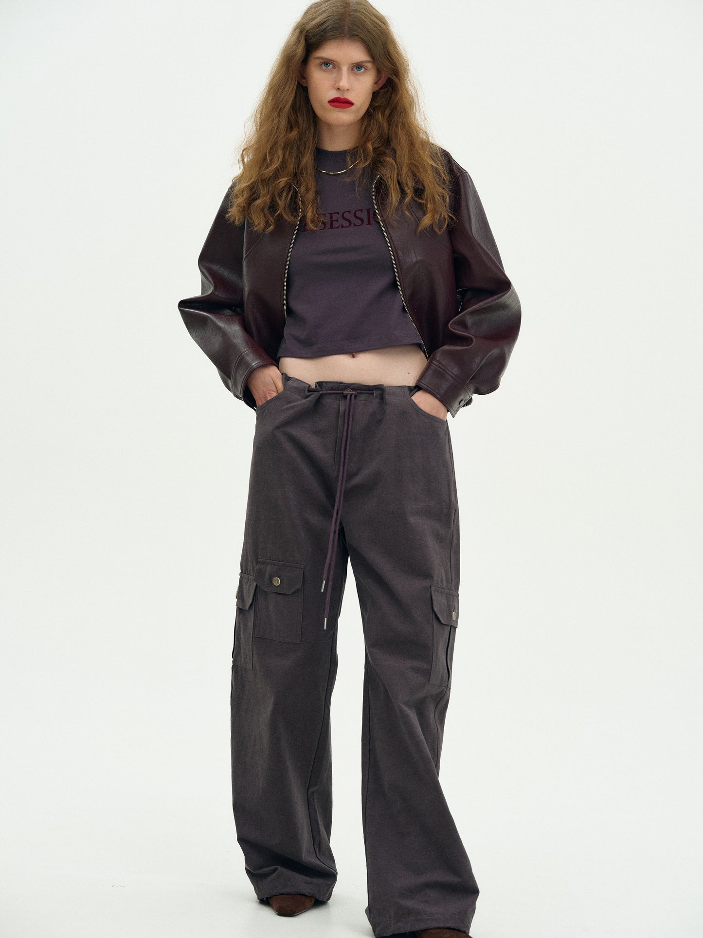 Cotton Parachute Pants, Blackcurrant