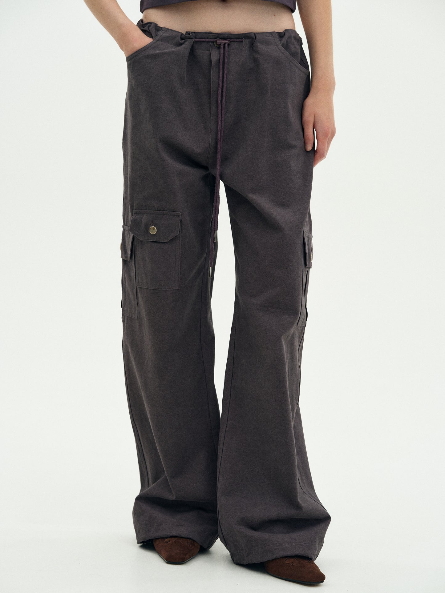 Cotton Parachute Pants, Blackcurrant