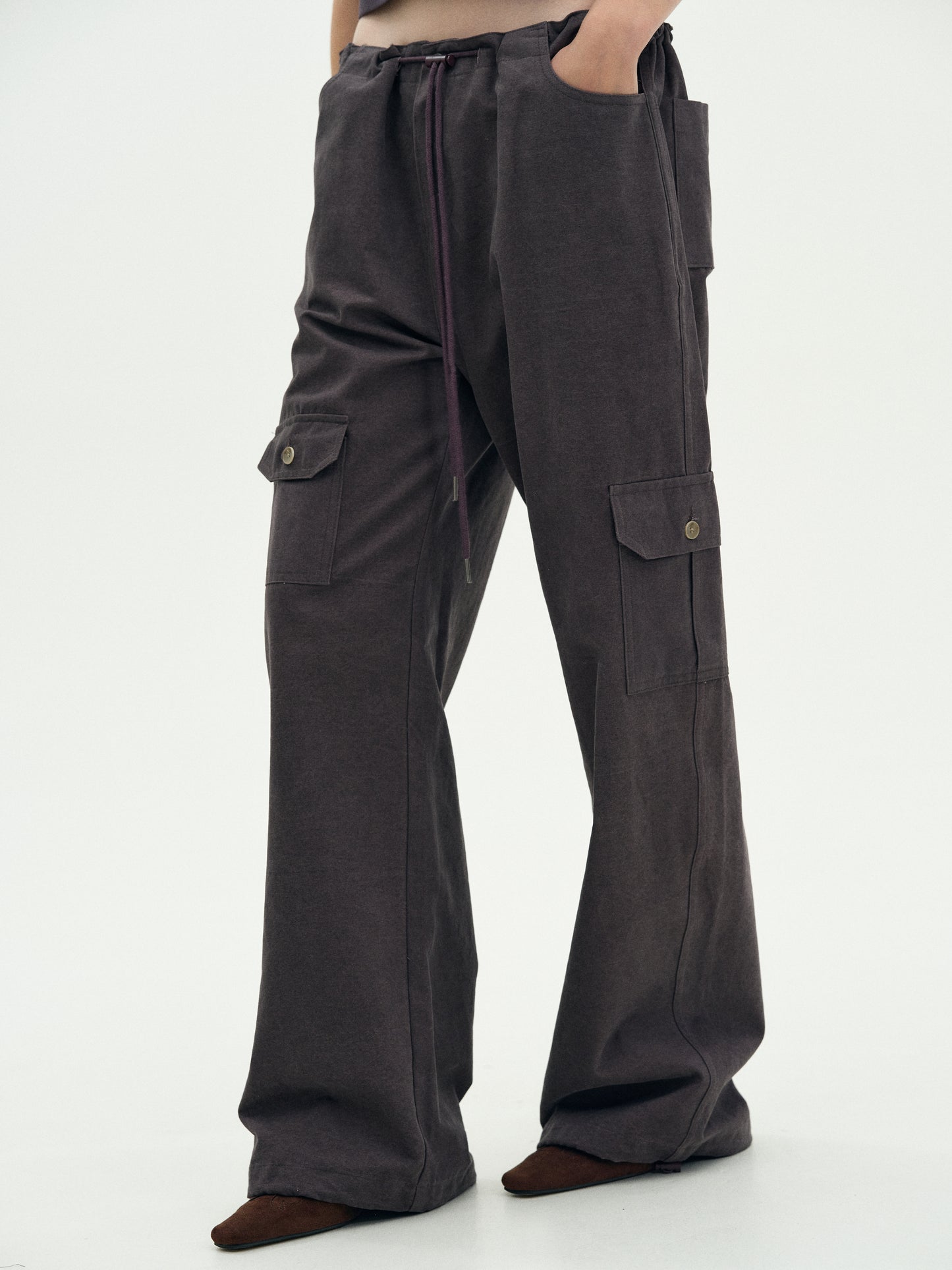 Cotton Parachute Pants, Blackcurrant