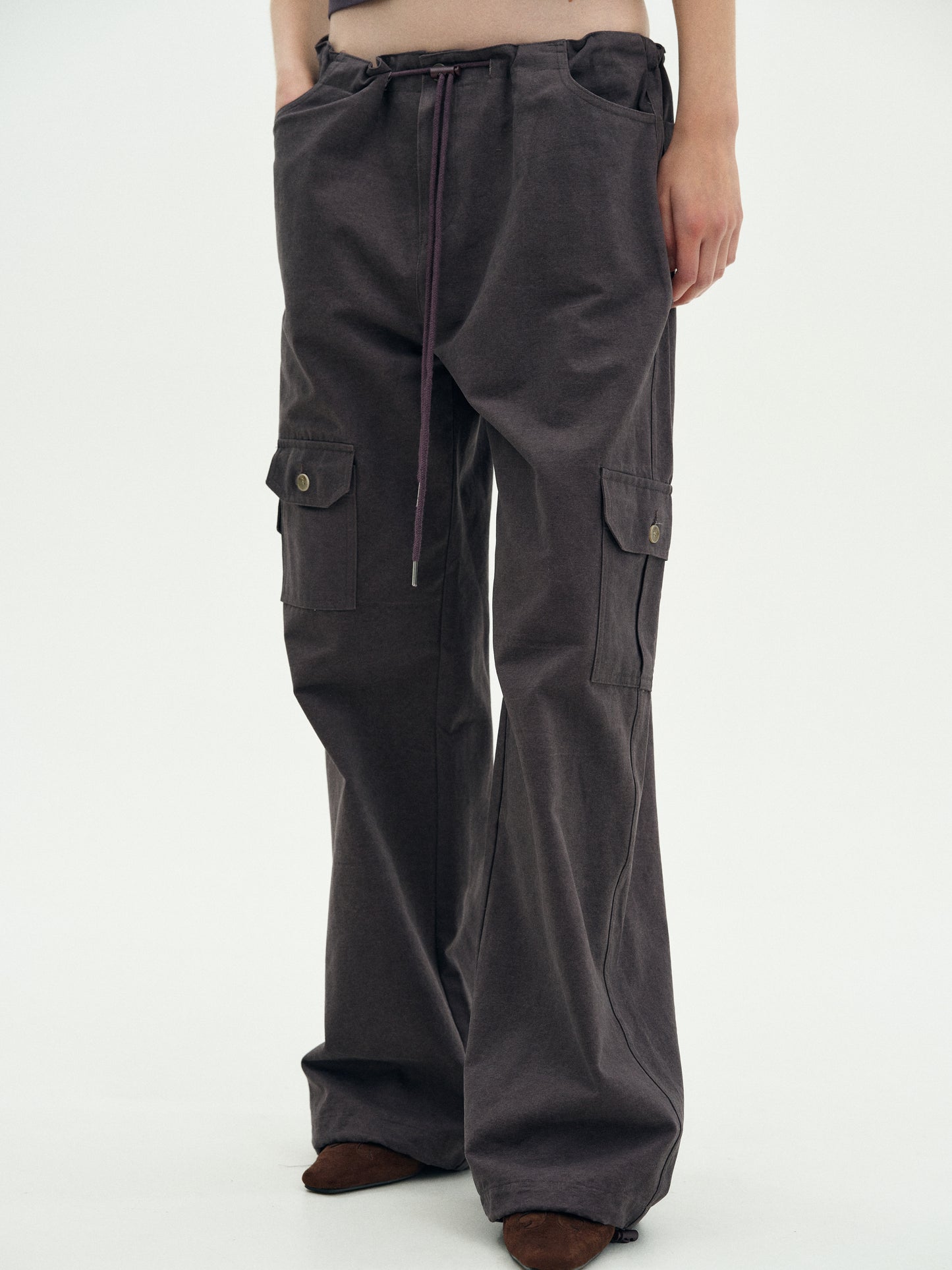 Cotton Parachute Pants, Blackcurrant