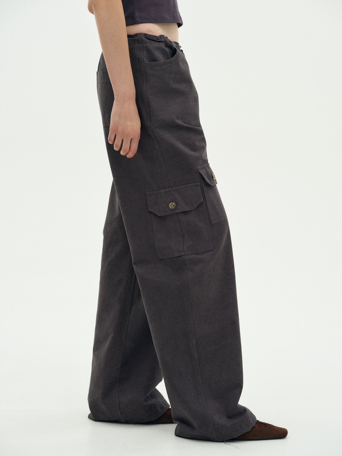 Cotton Parachute Pants, Blackcurrant
