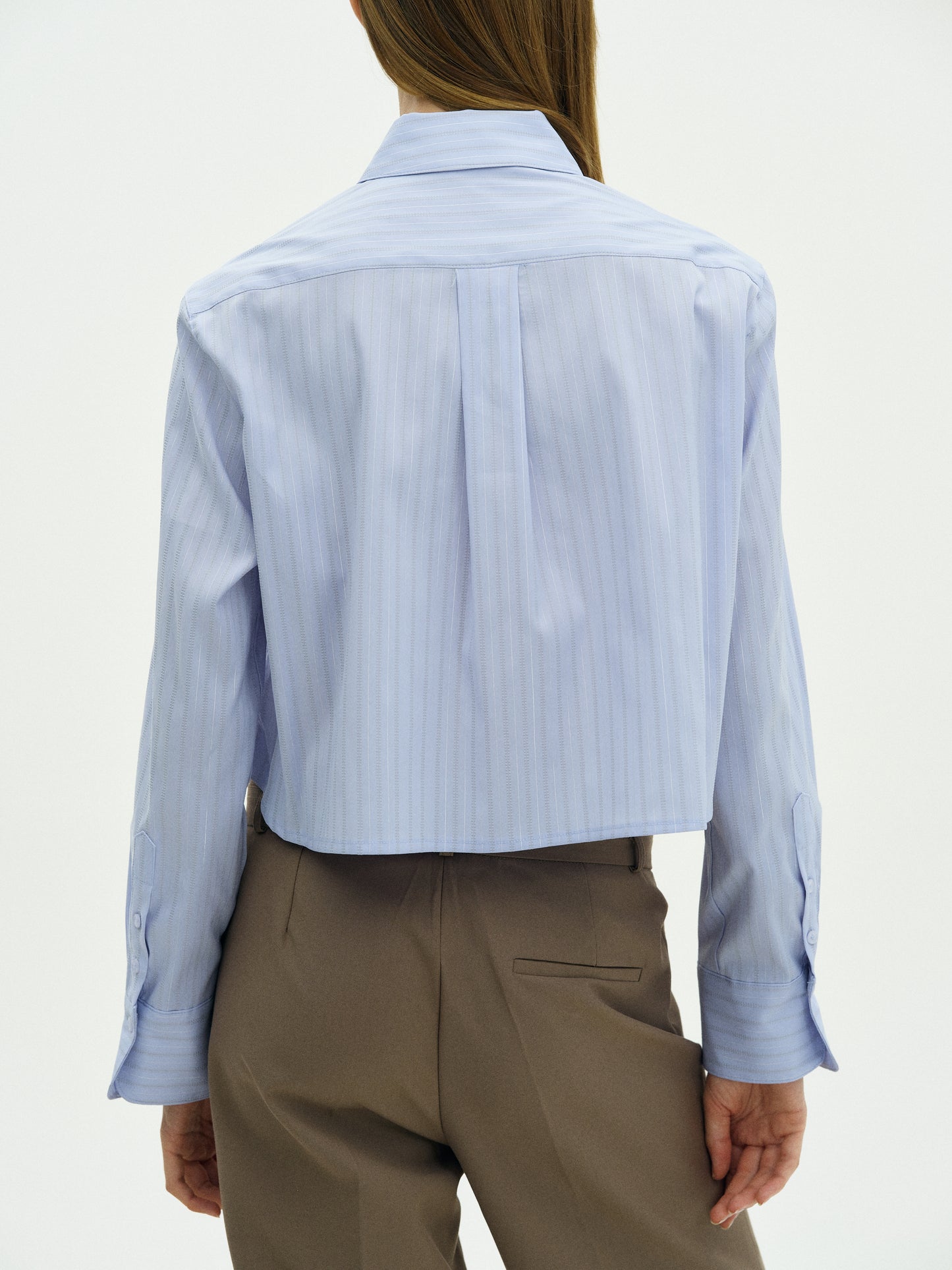 Striped Crop Shirt, Sky Blue