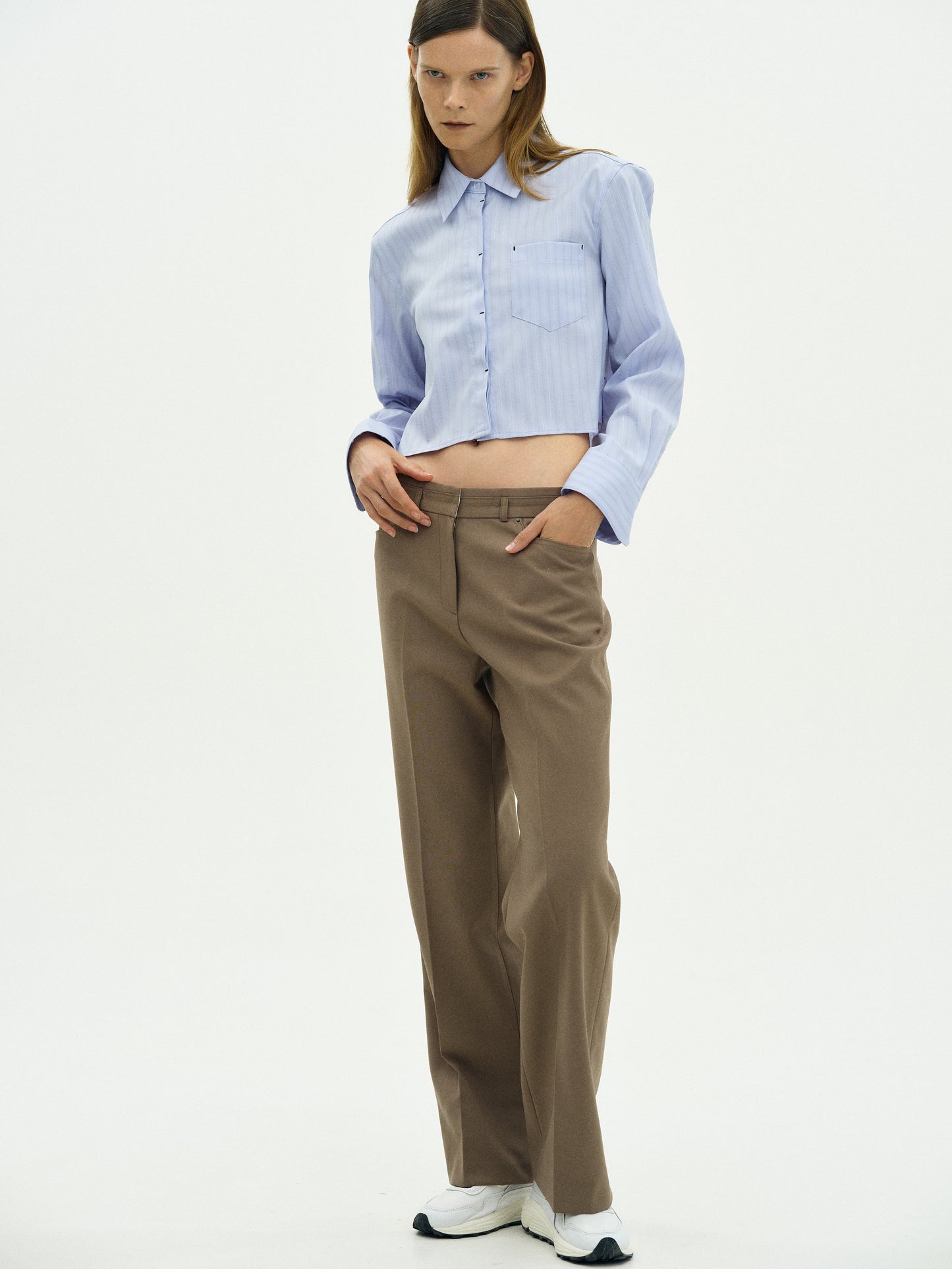 Striped Crop Shirt, Sky Blue