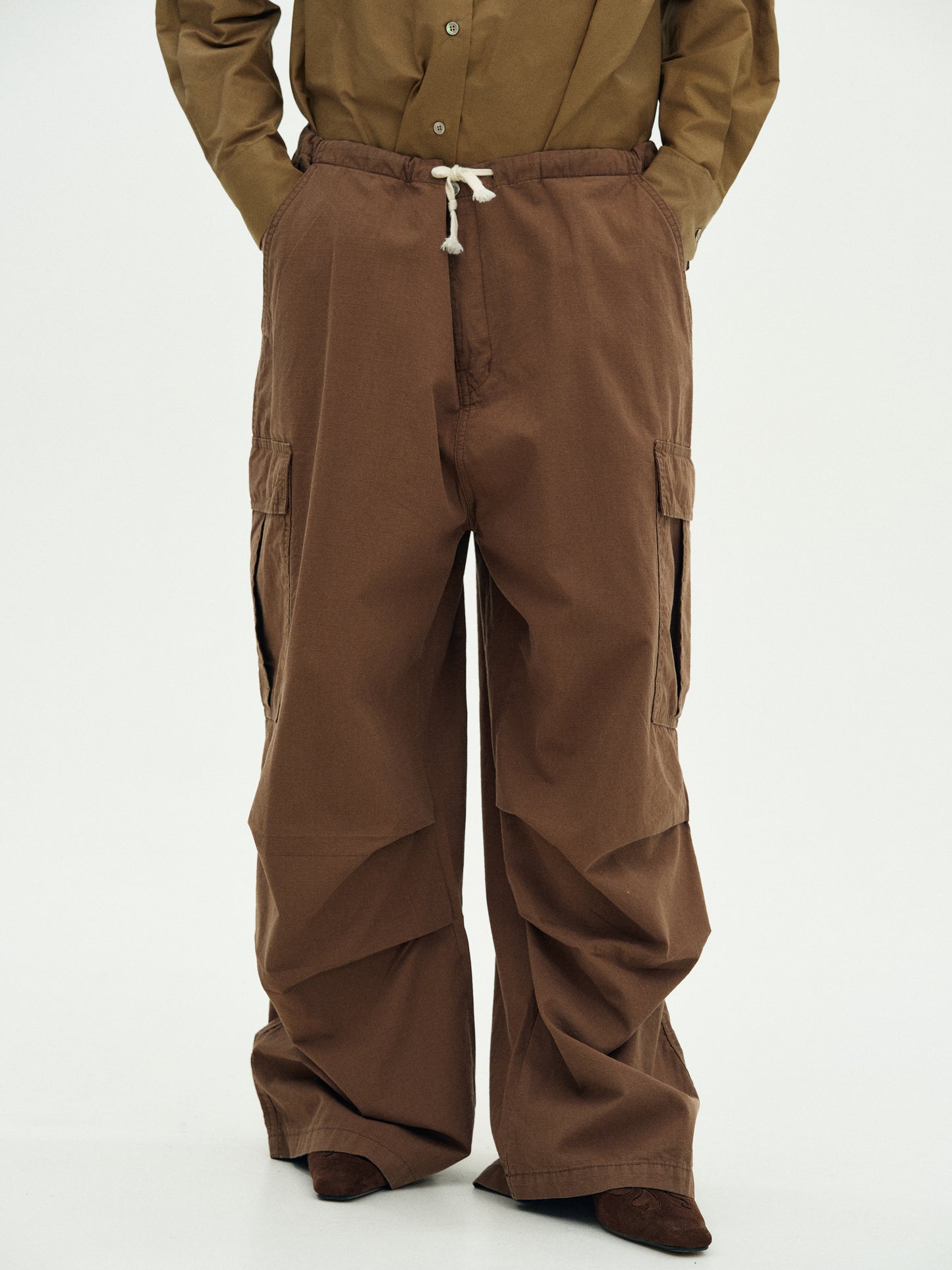Oversized Parachute Pants, Chocolate