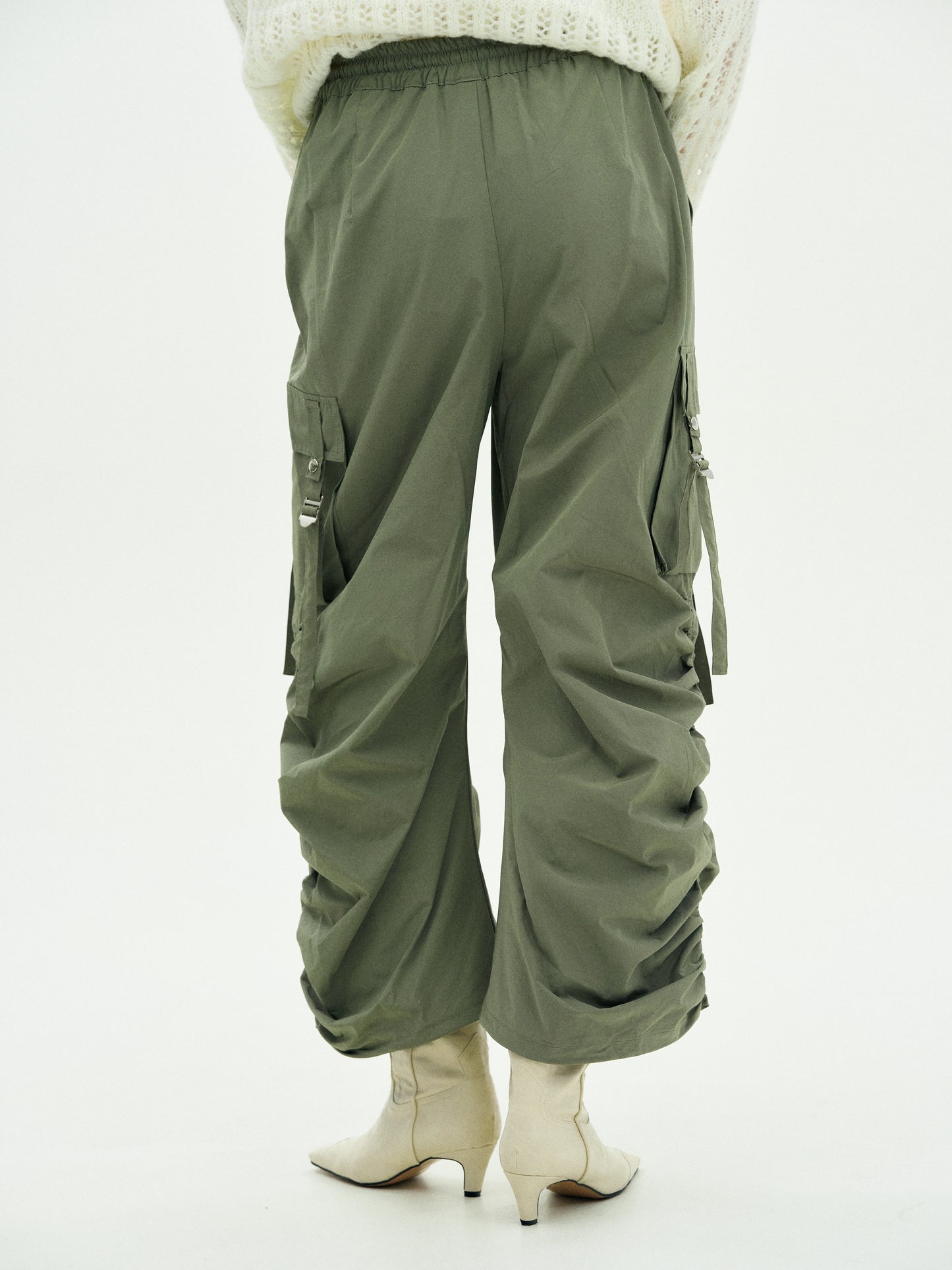 Drawstring Cargo Pants, Olive