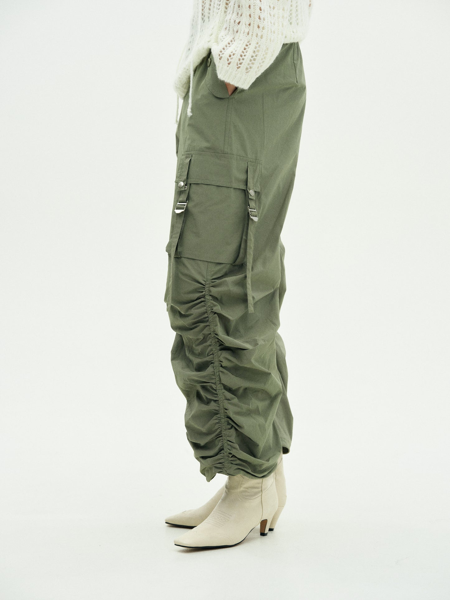 Drawstring Cargo Pants, Olive