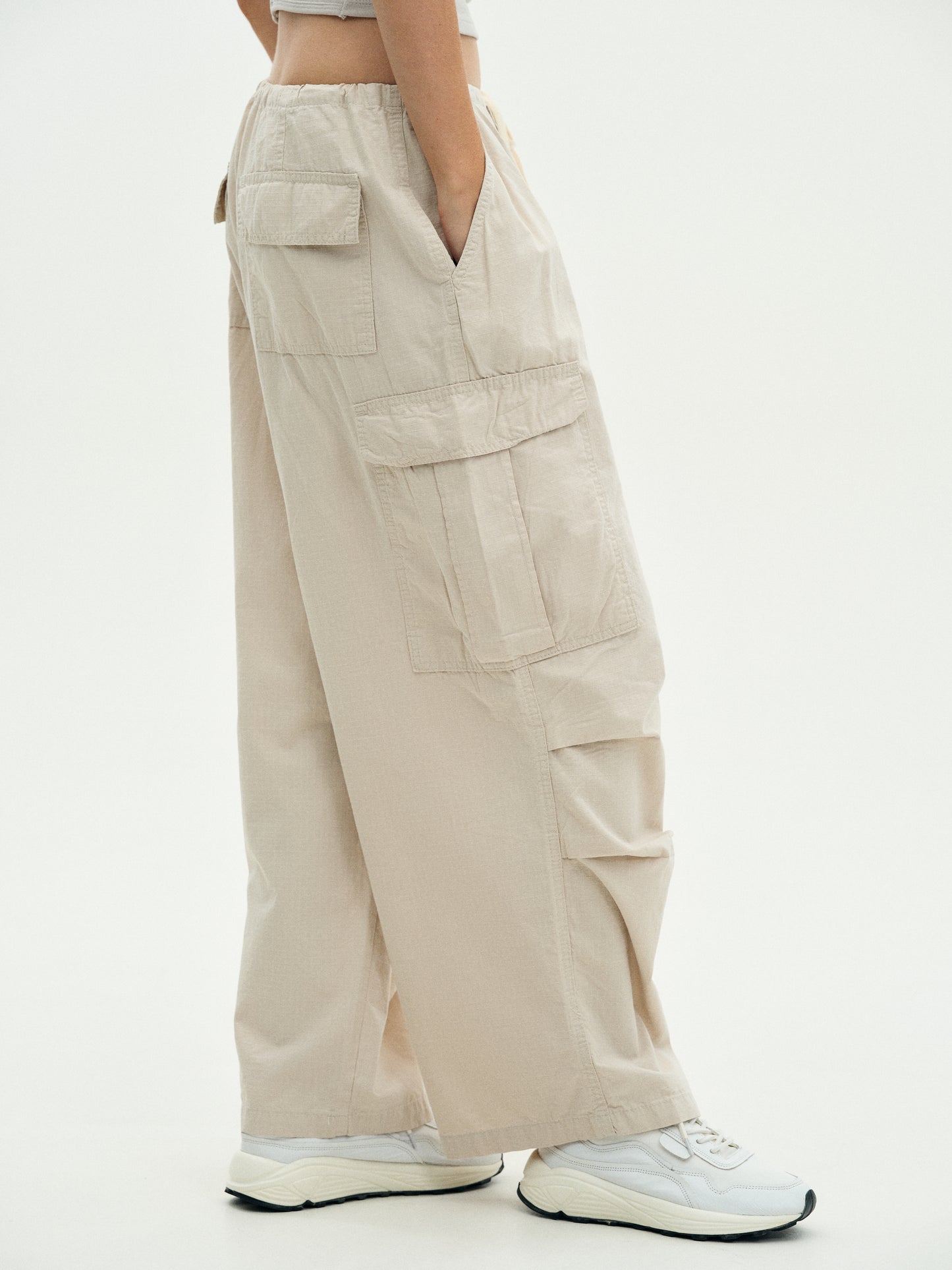 Oversized Parachute Pants, Egret