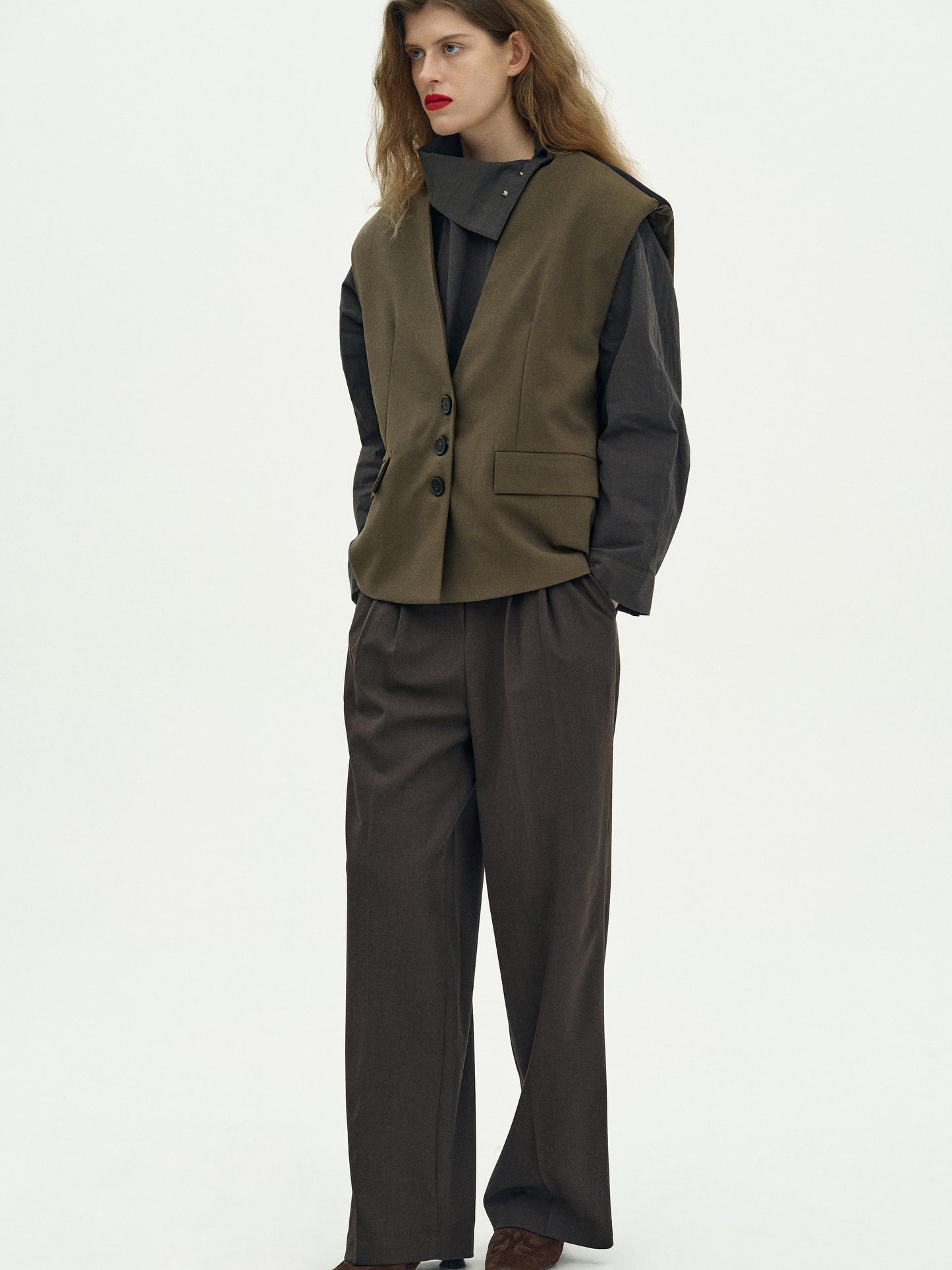 Padded Boxy Vest, Black Melange