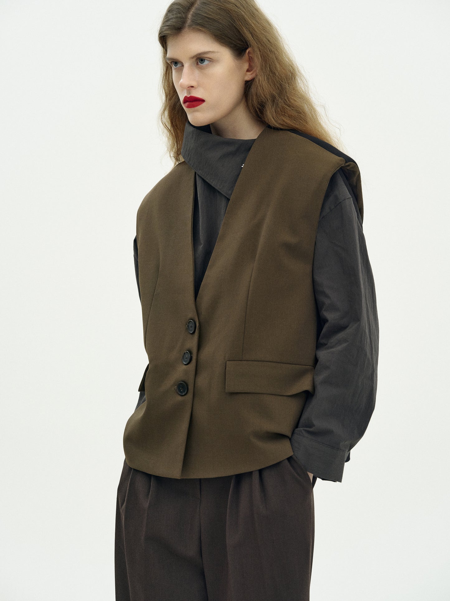 Padded Boxy Vest, Black Melange