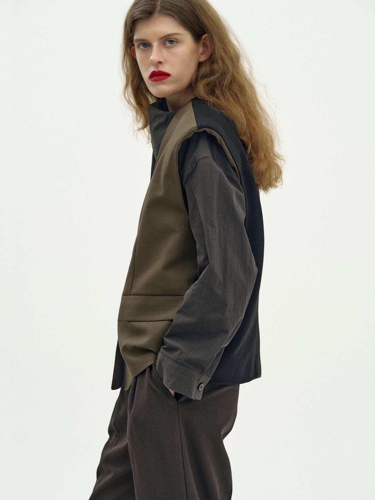 Padded Boxy Vest, Black Melange