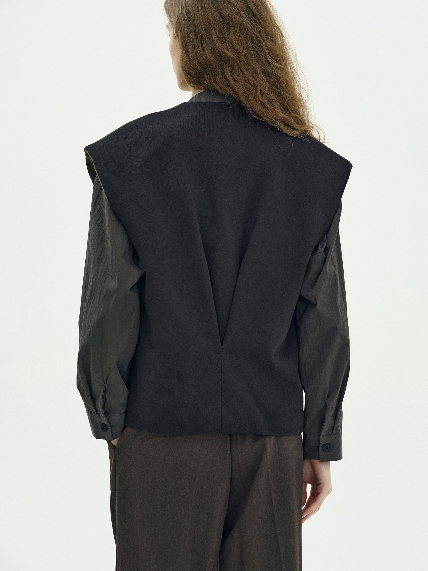 Padded Boxy Vest, Black Melange