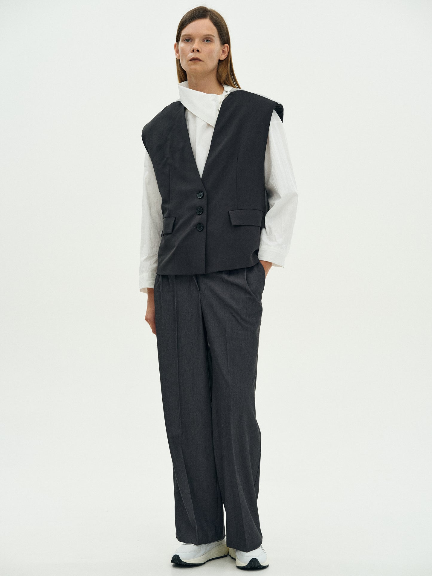 Padded Boxy Vest, Grey Melange