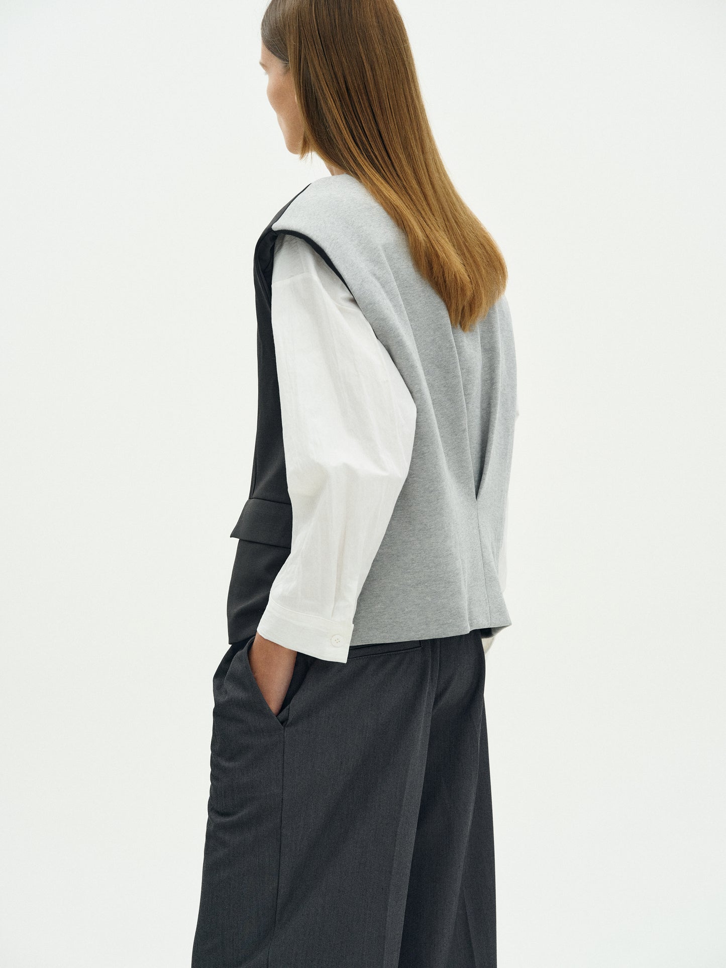 Padded Boxy Vest, Grey Melange