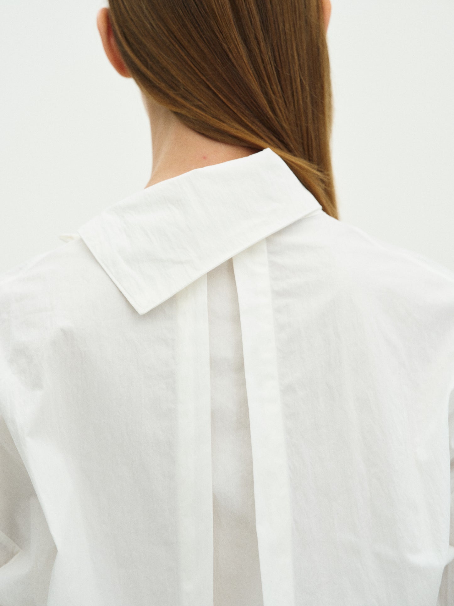 High Neck Cotton Blouse, White