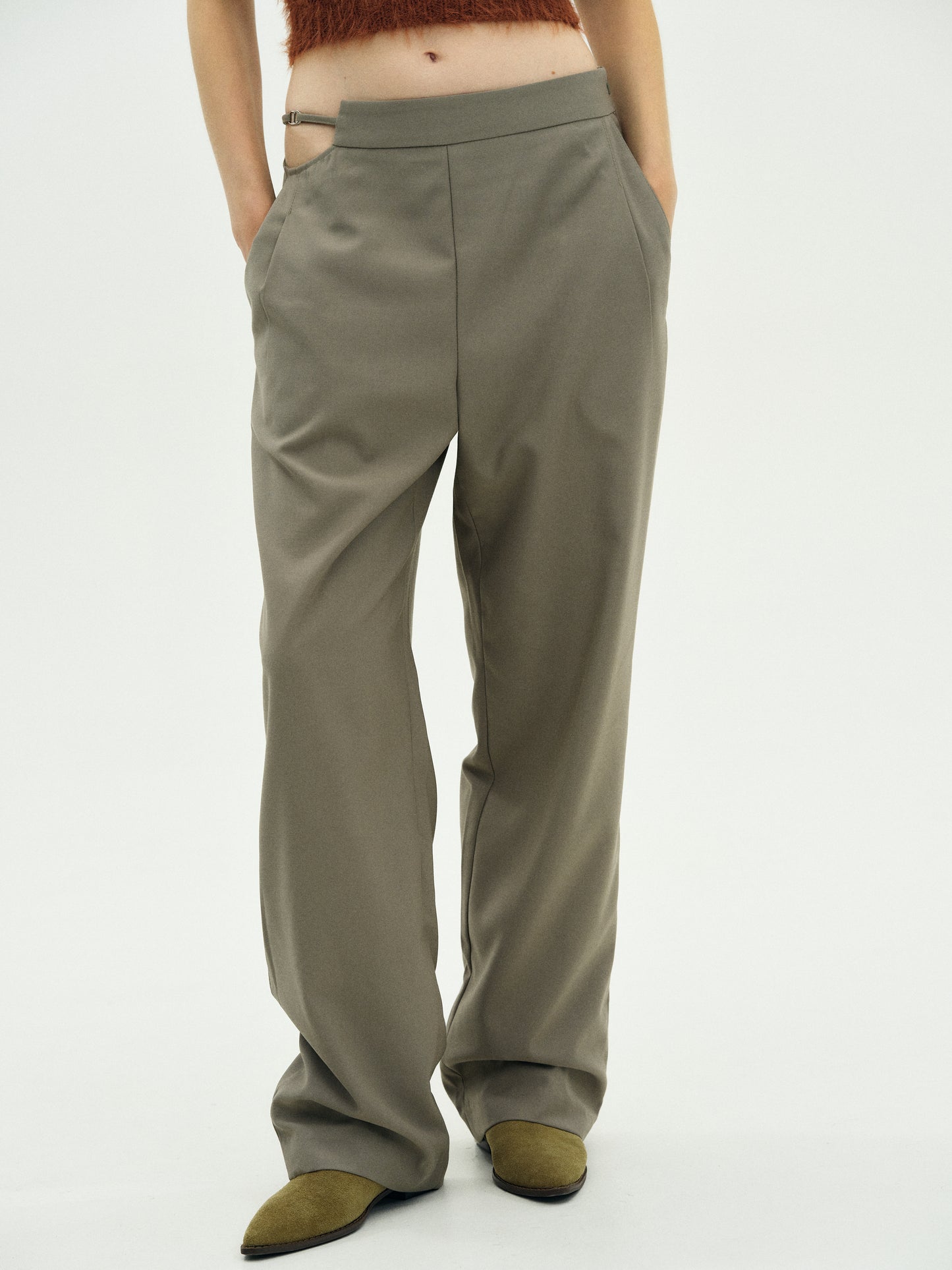 Cut-Out Trousers, Taupe