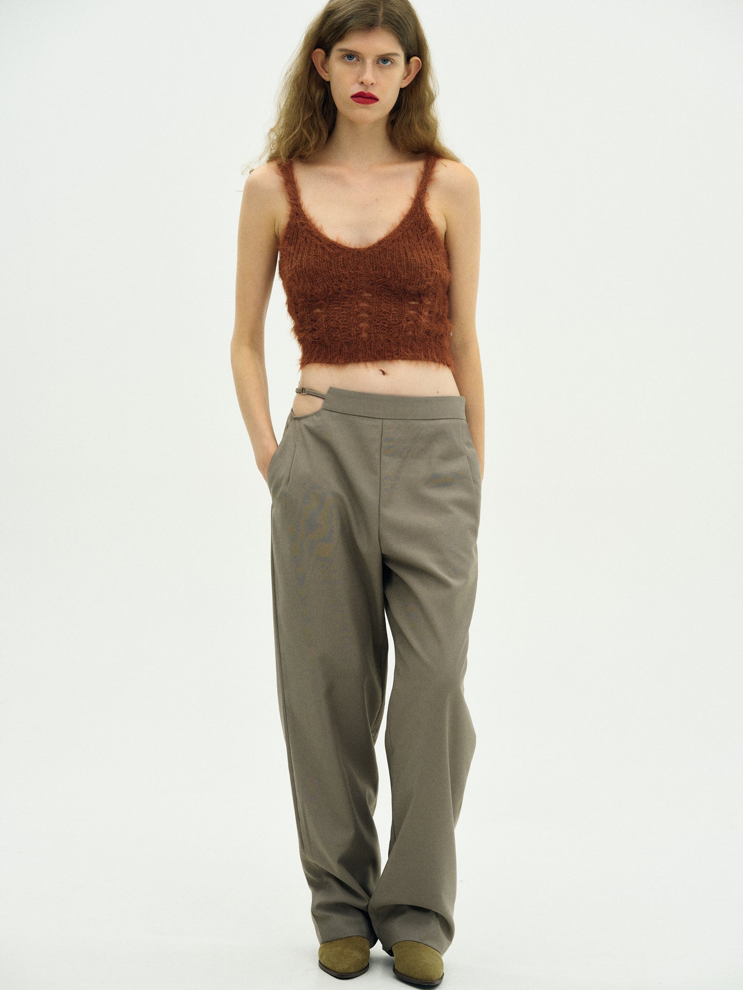 Cut-Out Trousers, Taupe