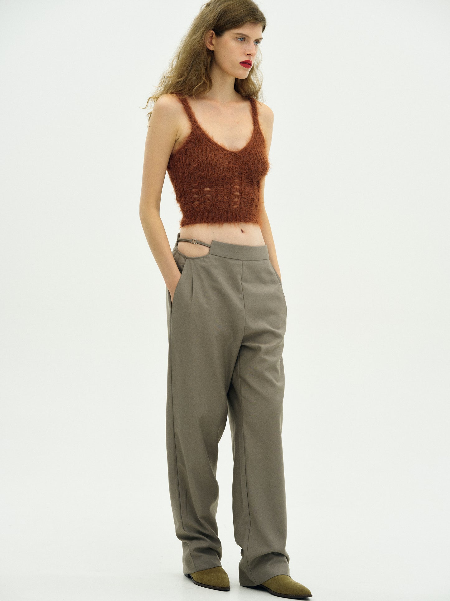 Cut-Out Trousers, Taupe