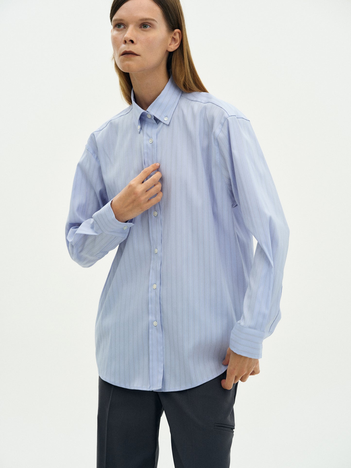 Pinstripe Suit Shirt, Blue