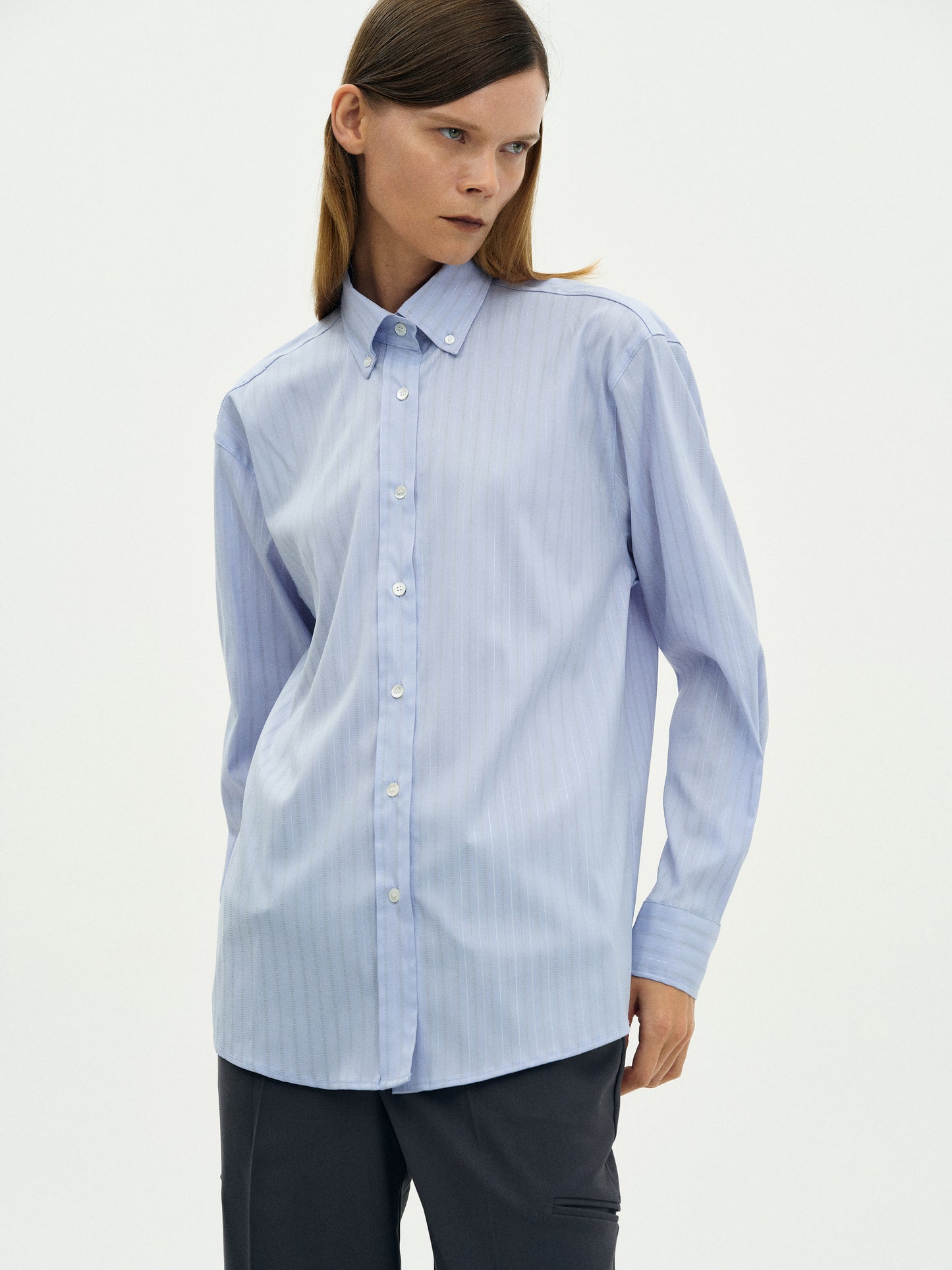 Pinstripe Suit Shirt, Blue