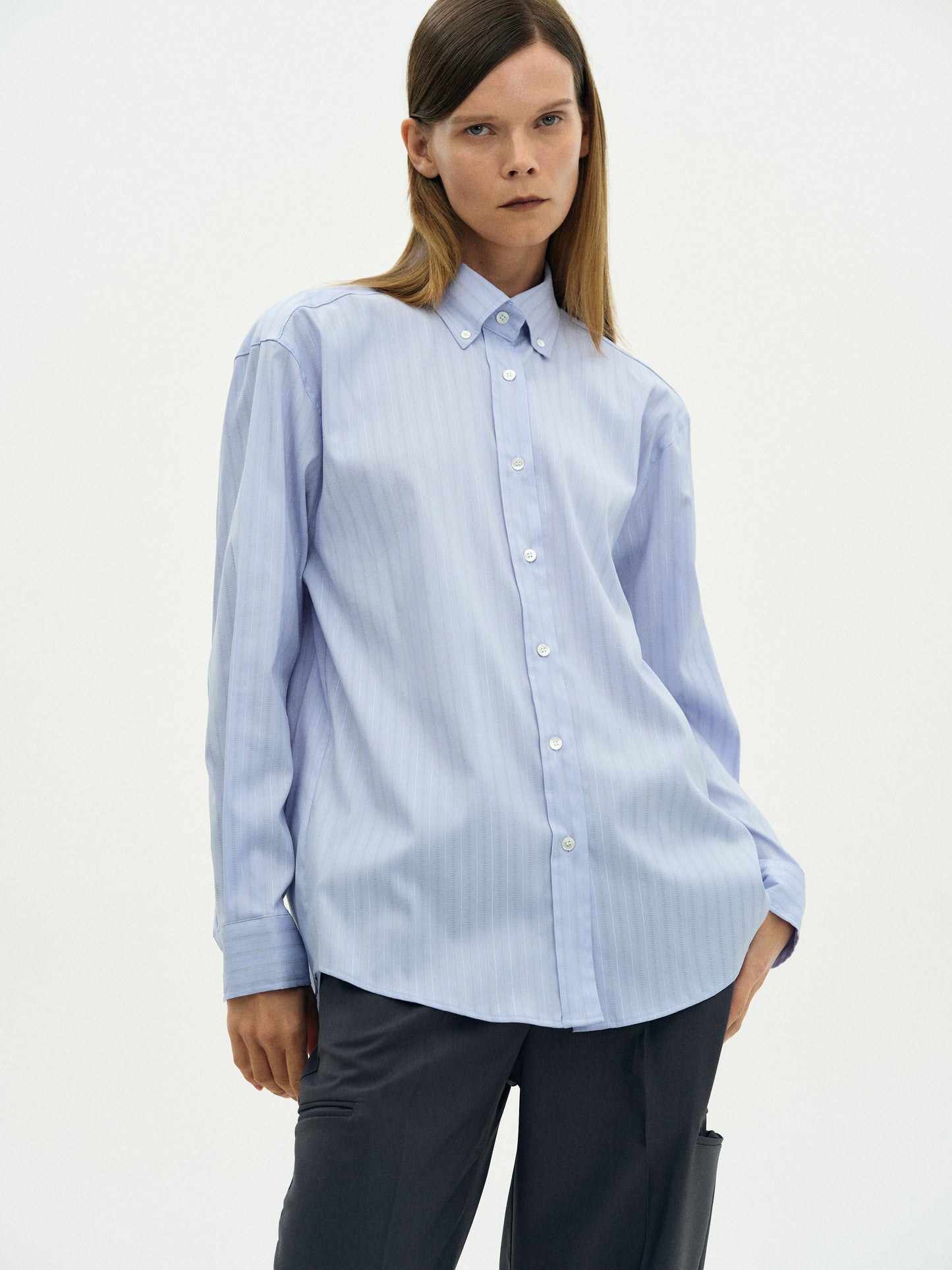 Pinstripe Suit Shirt, Blue