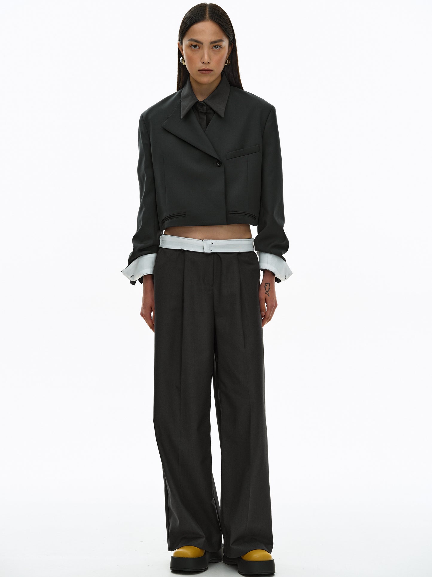 Flap Collar Blazer, Dark Grey Blue