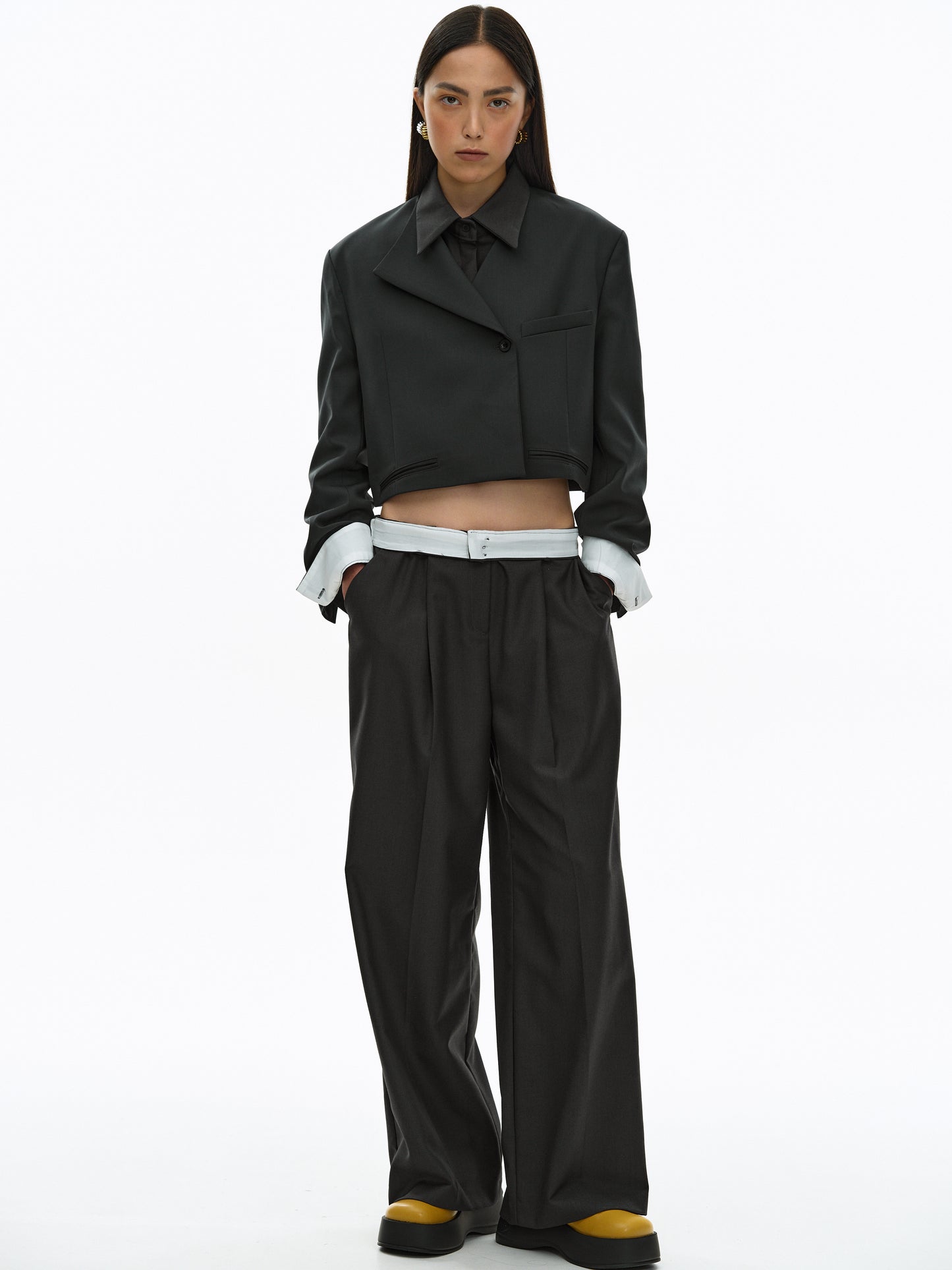 Folded Waistband Pants, Pebble