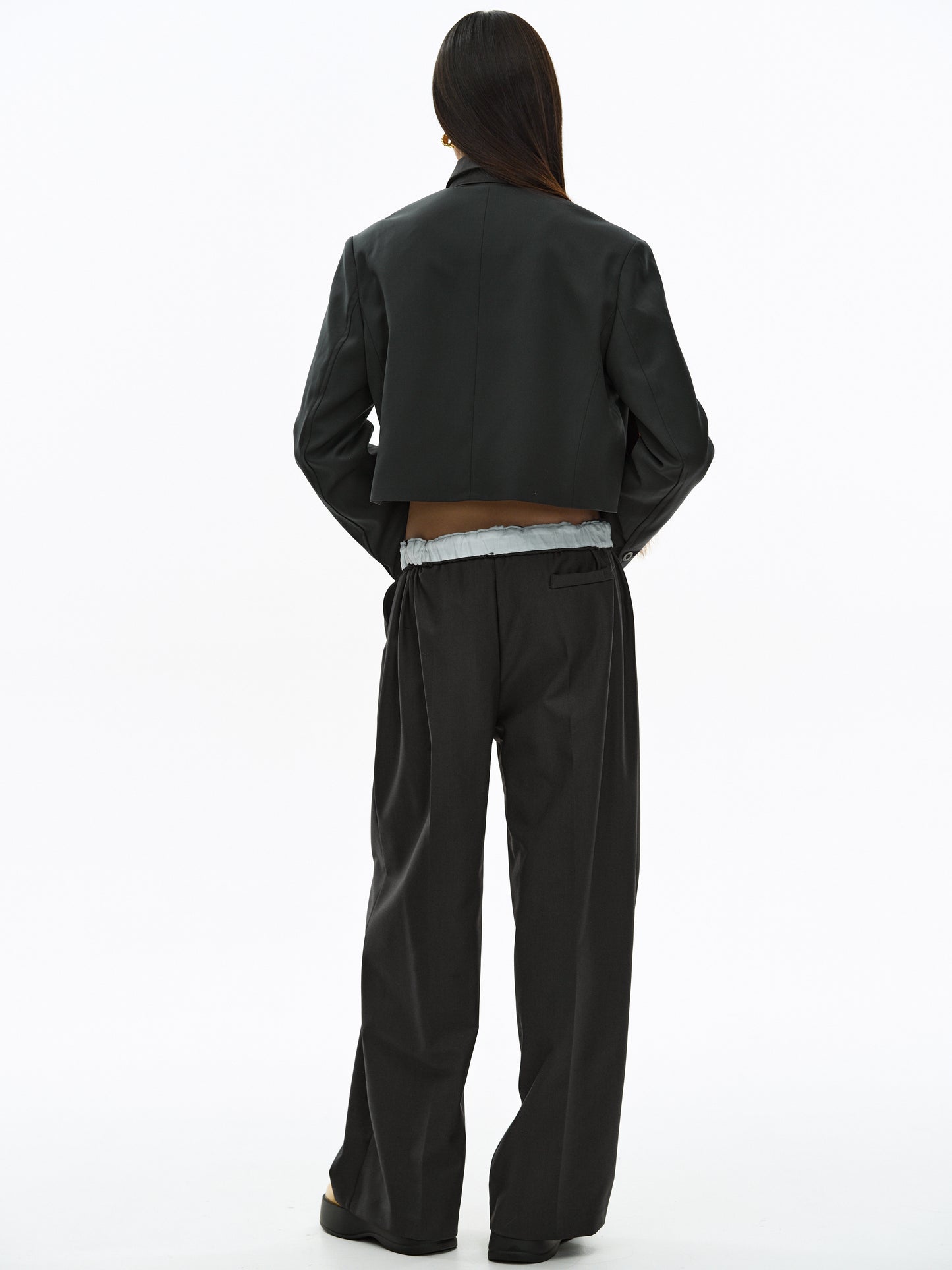 Flap Collar Blazer, Dark Grey Blue