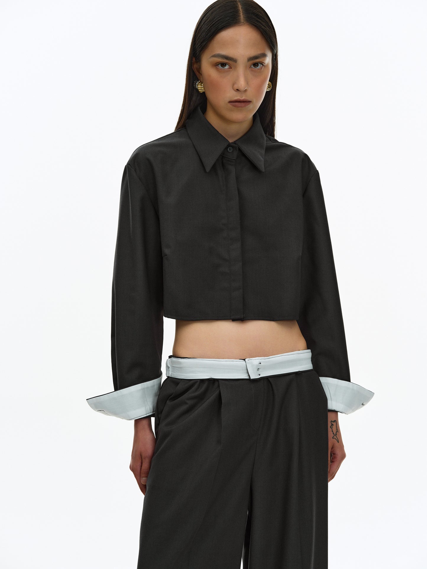 Folded Cuff Shirt, Pebble