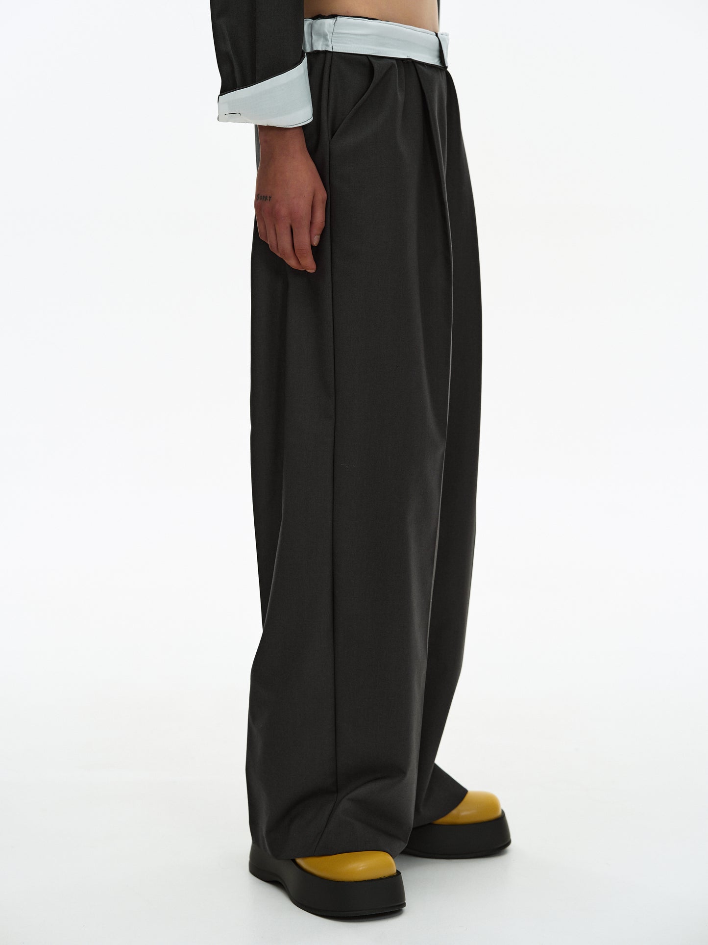 Folded Waistband Pants, Pebble