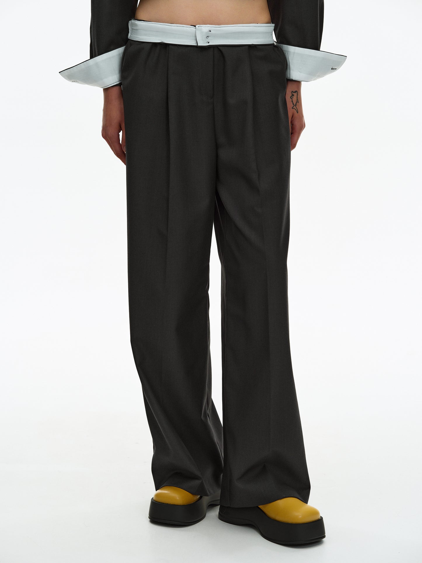 Folded Waistband Pants, Pebble