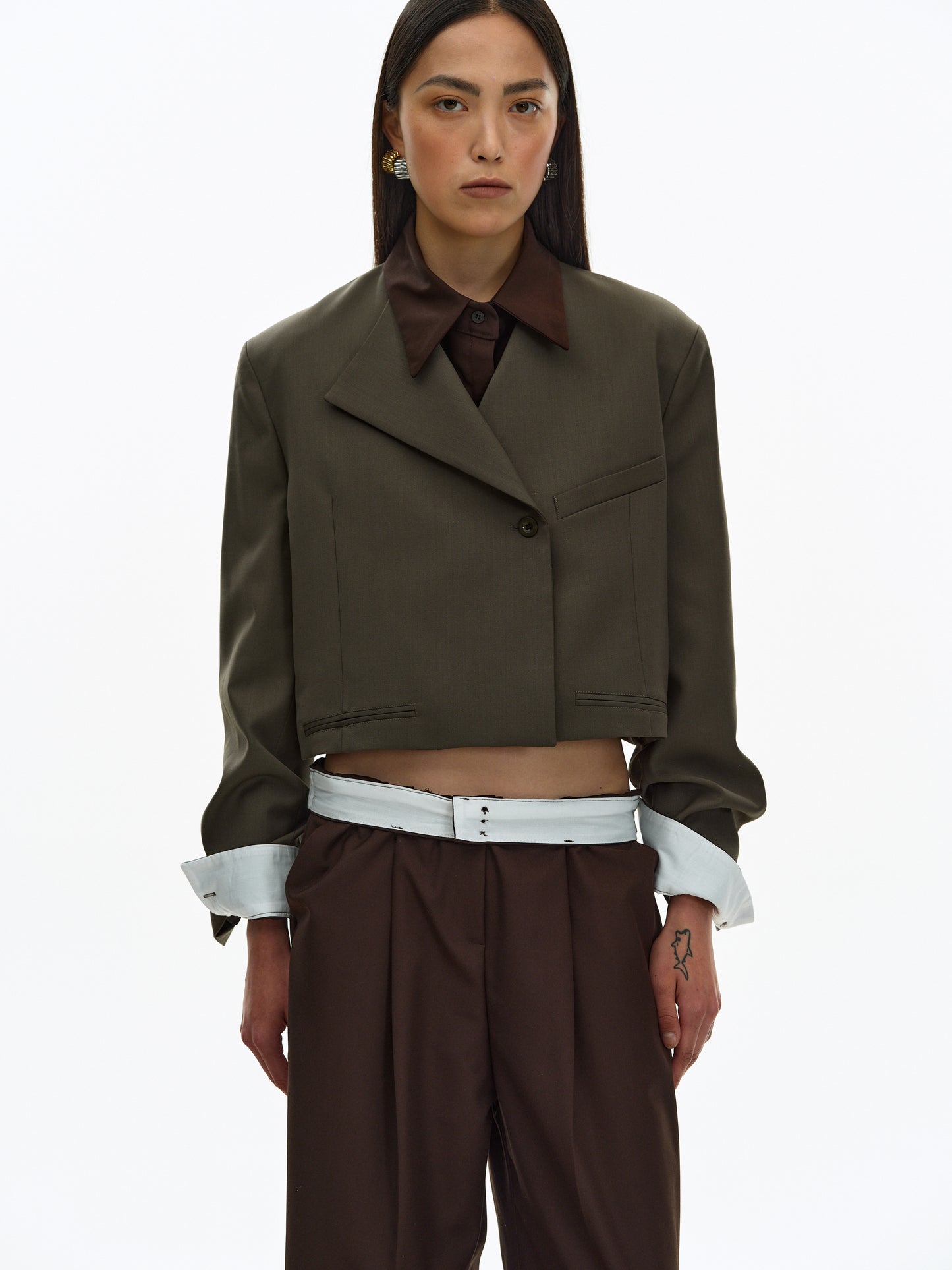 Flap Collar Blazer, Khaki