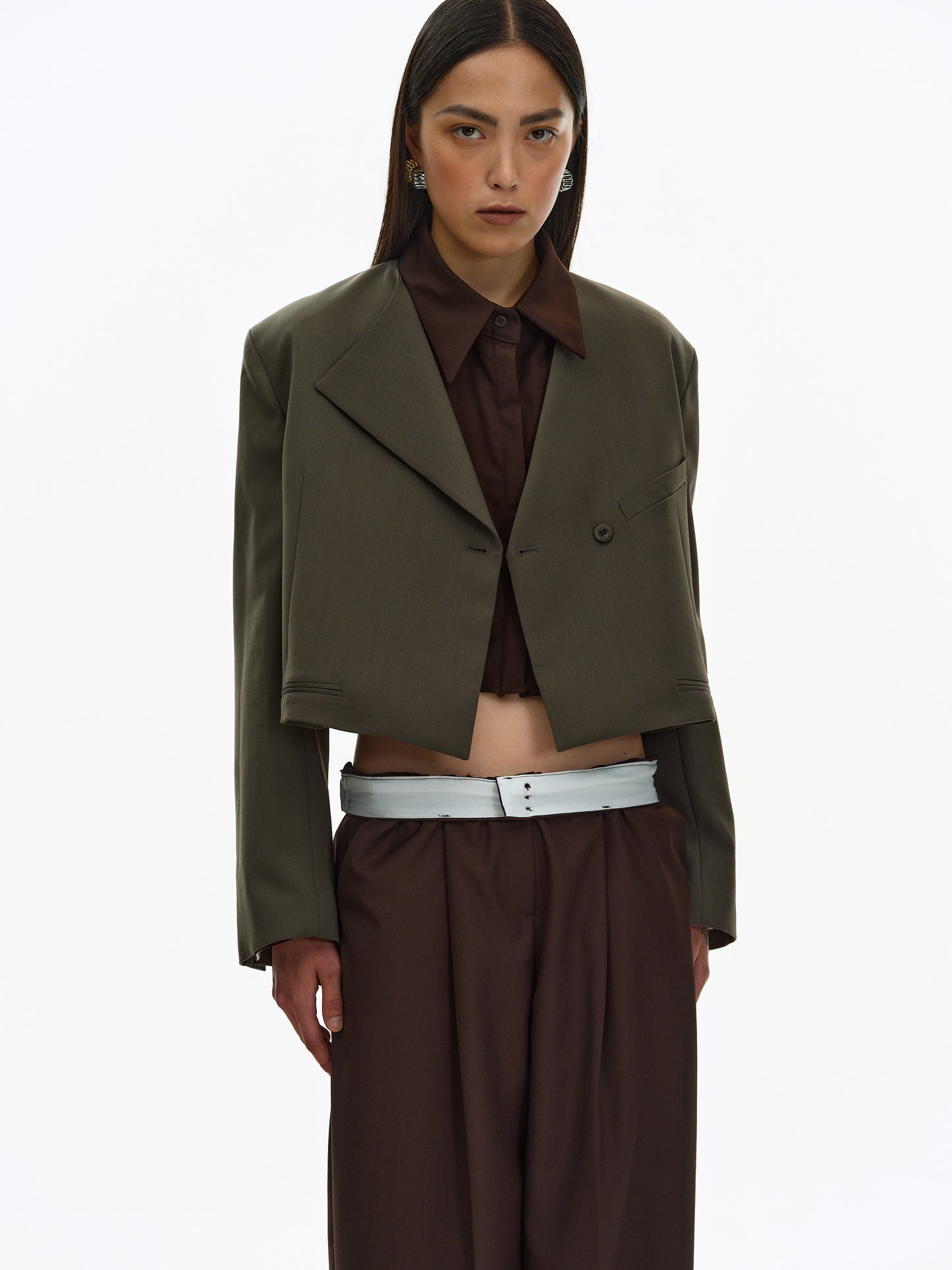 Flap Collar Blazer, Khaki