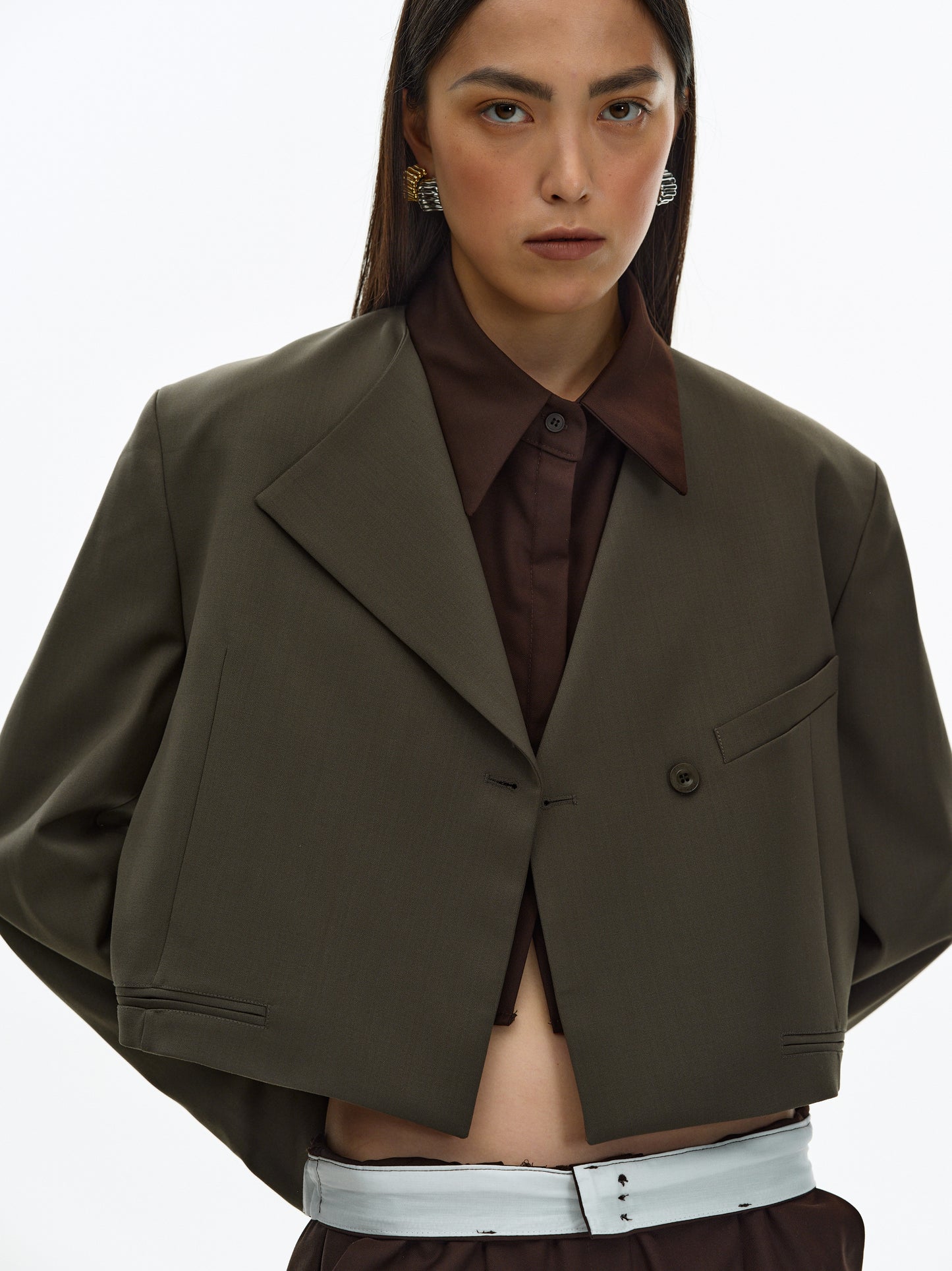 Flap Collar Blazer, Khaki