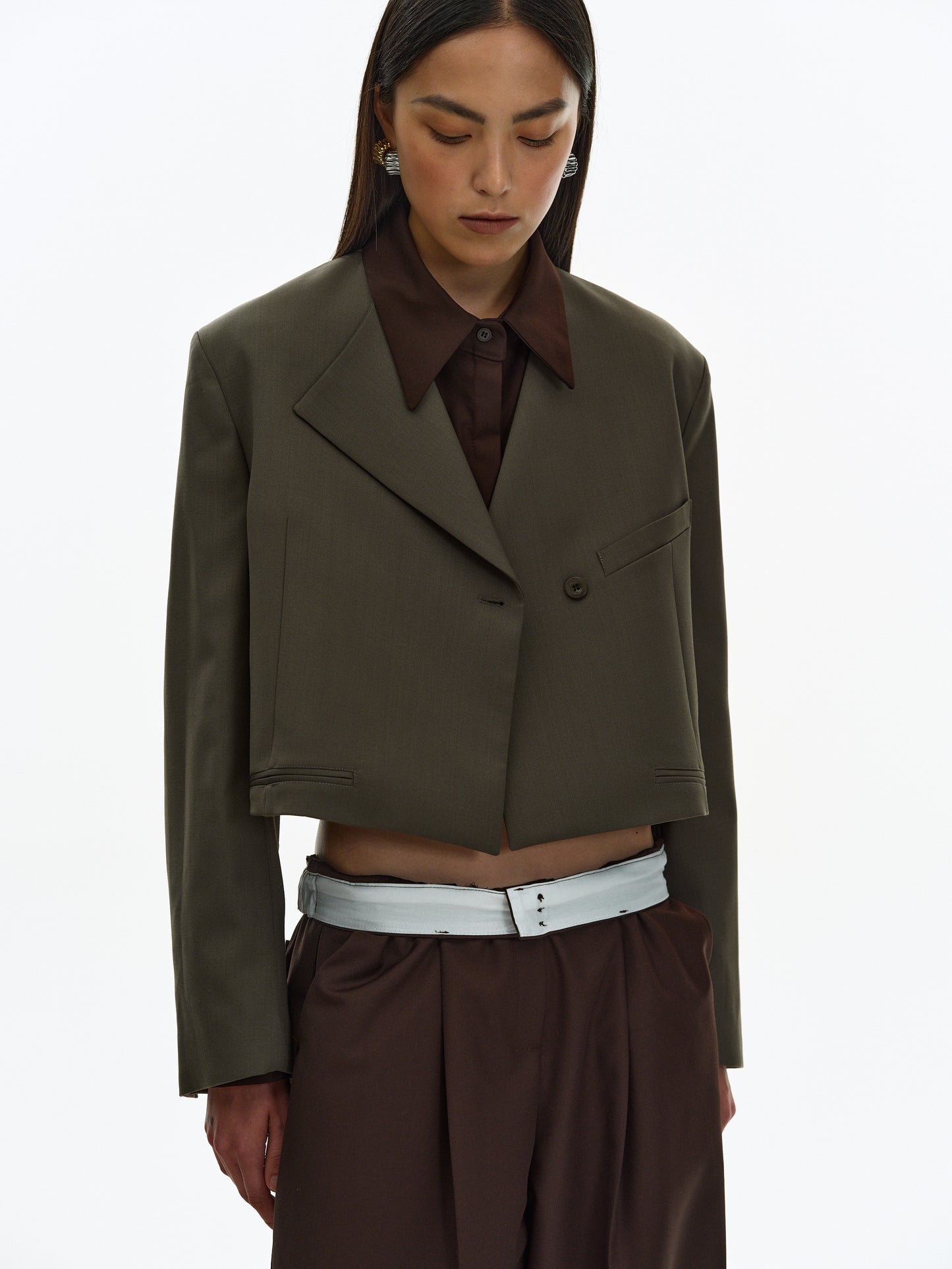 Flap Collar Blazer, Khaki