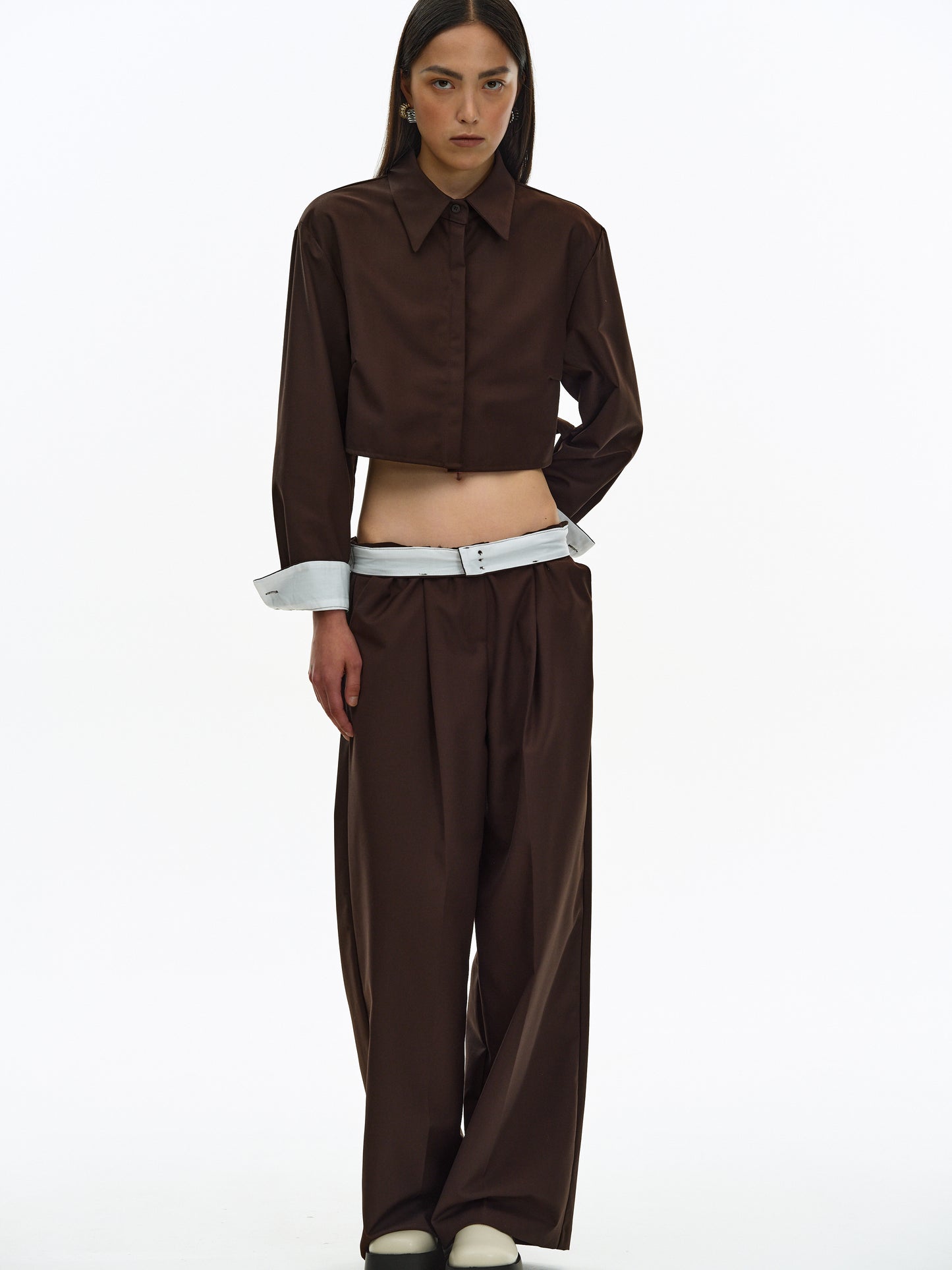 Folded Cuff Shirt, Acajou