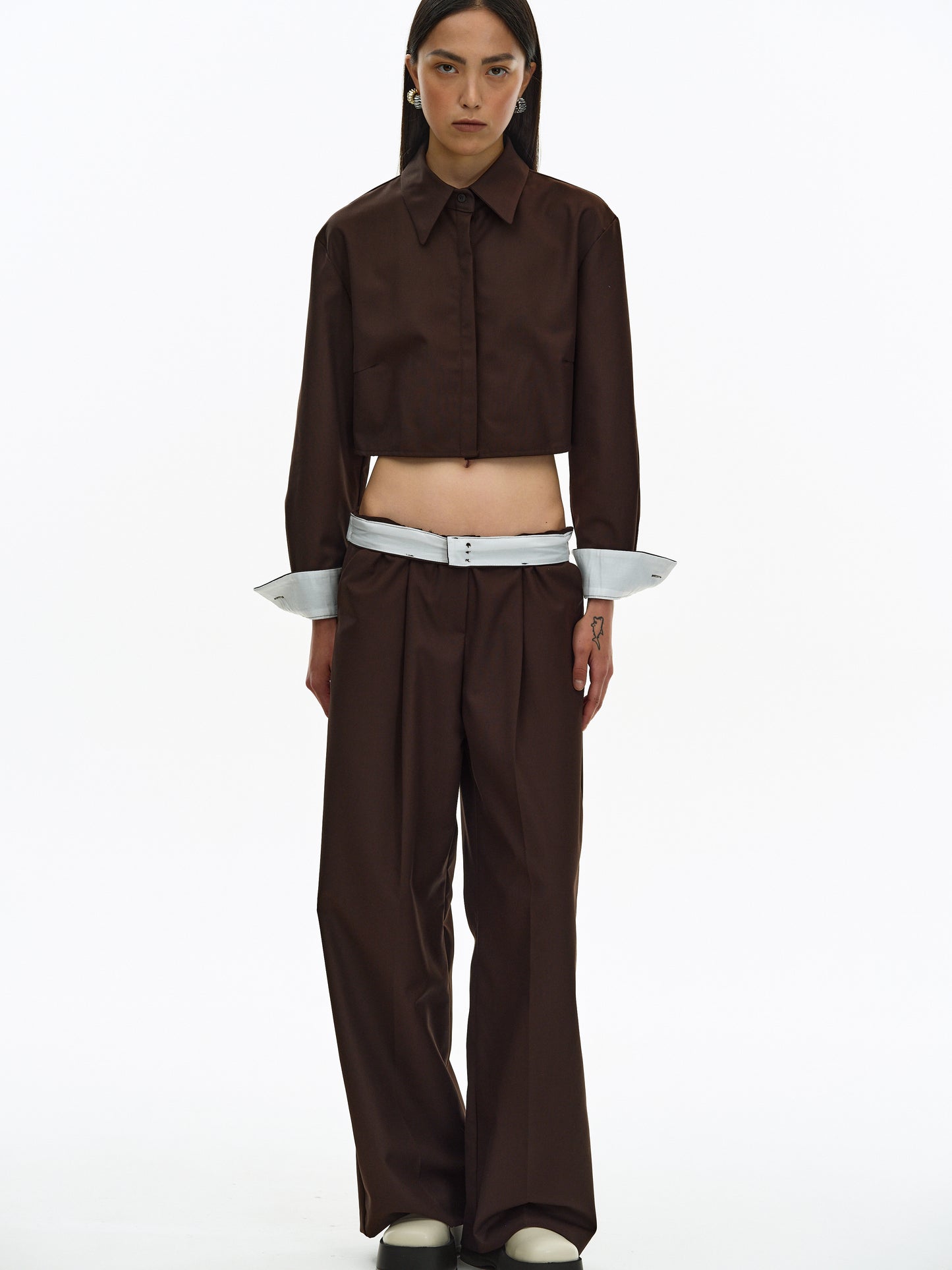 Folded Cuff Shirt, Acajou