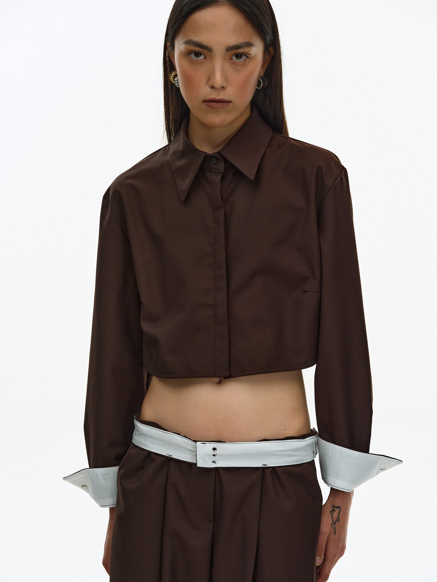 Folded Cuff Shirt, Acajou