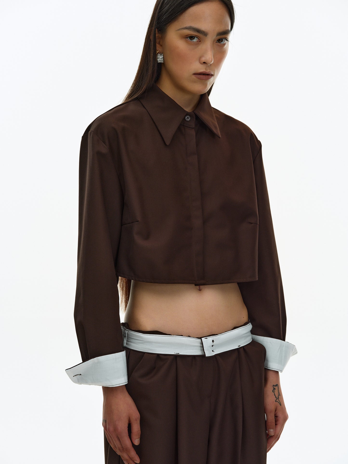 Folded Cuff Shirt, Acajou