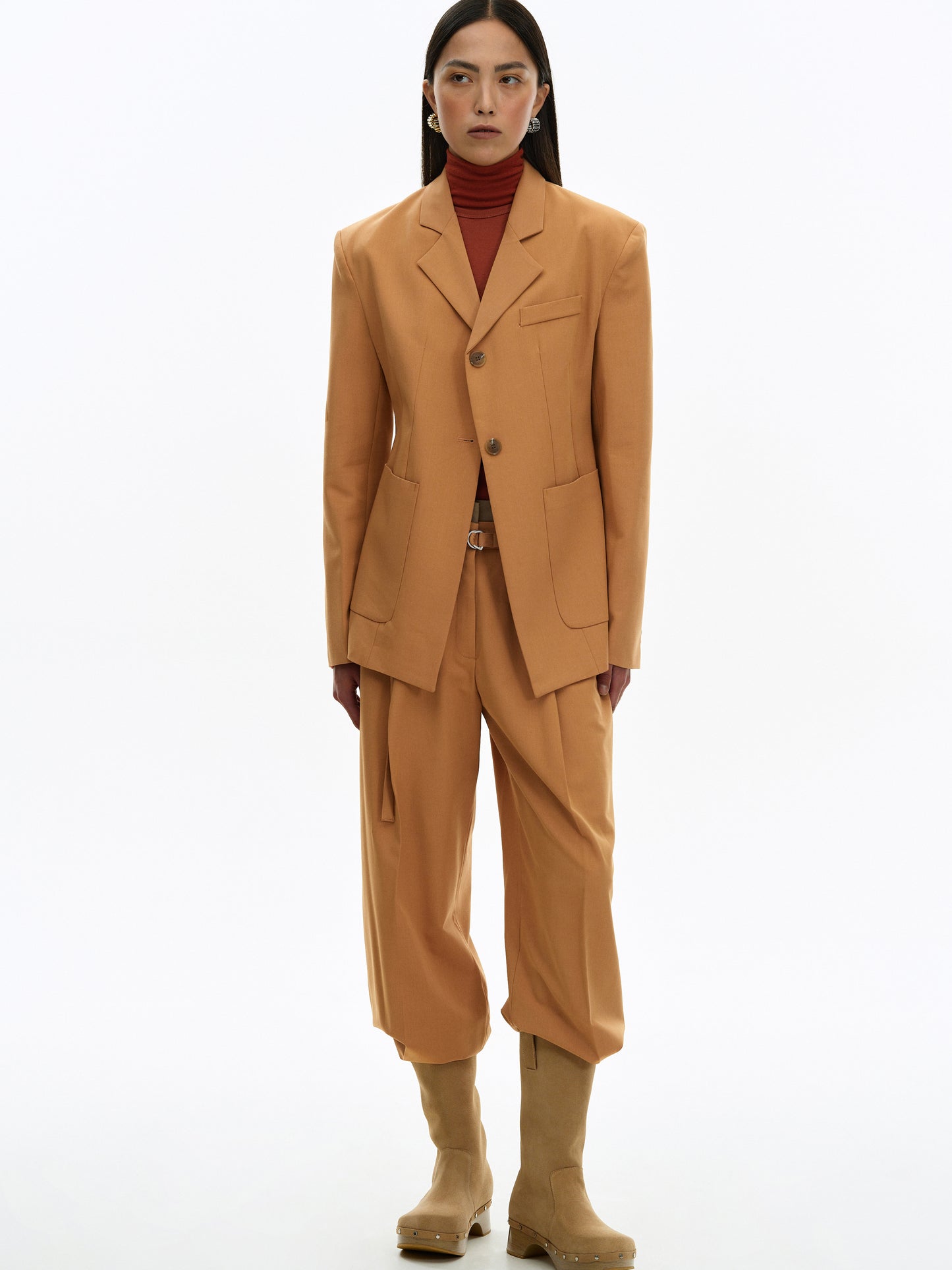 Suede Riding Boots, Camel