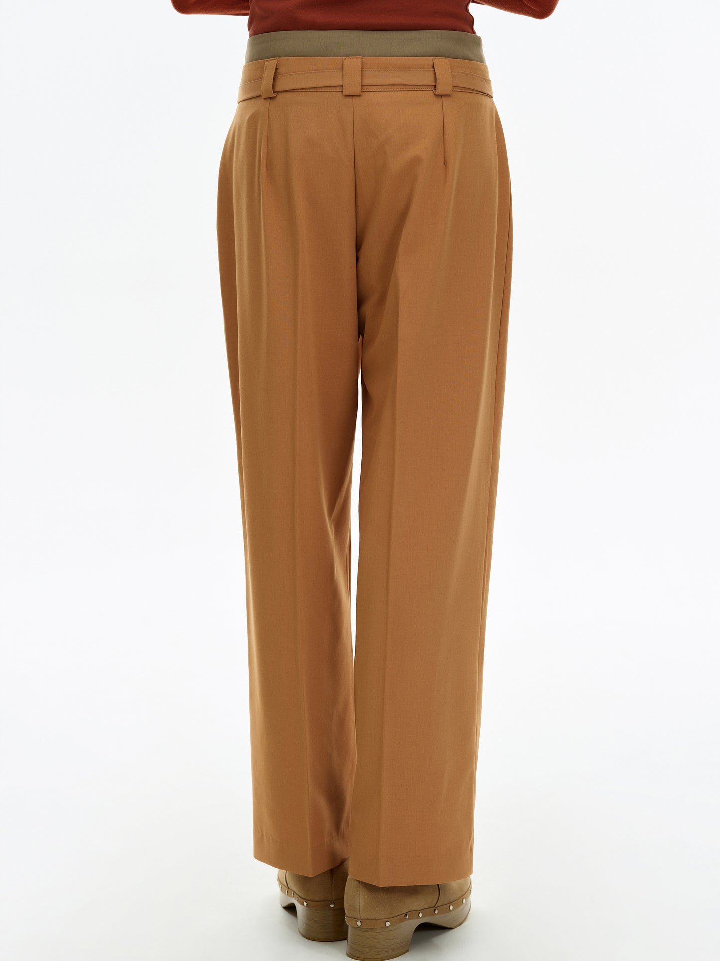 Double Waistband Trousers, Terra Cotta