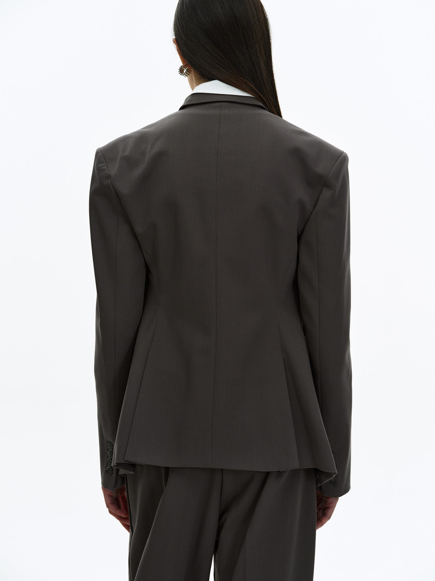 Cinched Waist Blazer, Dark Grey