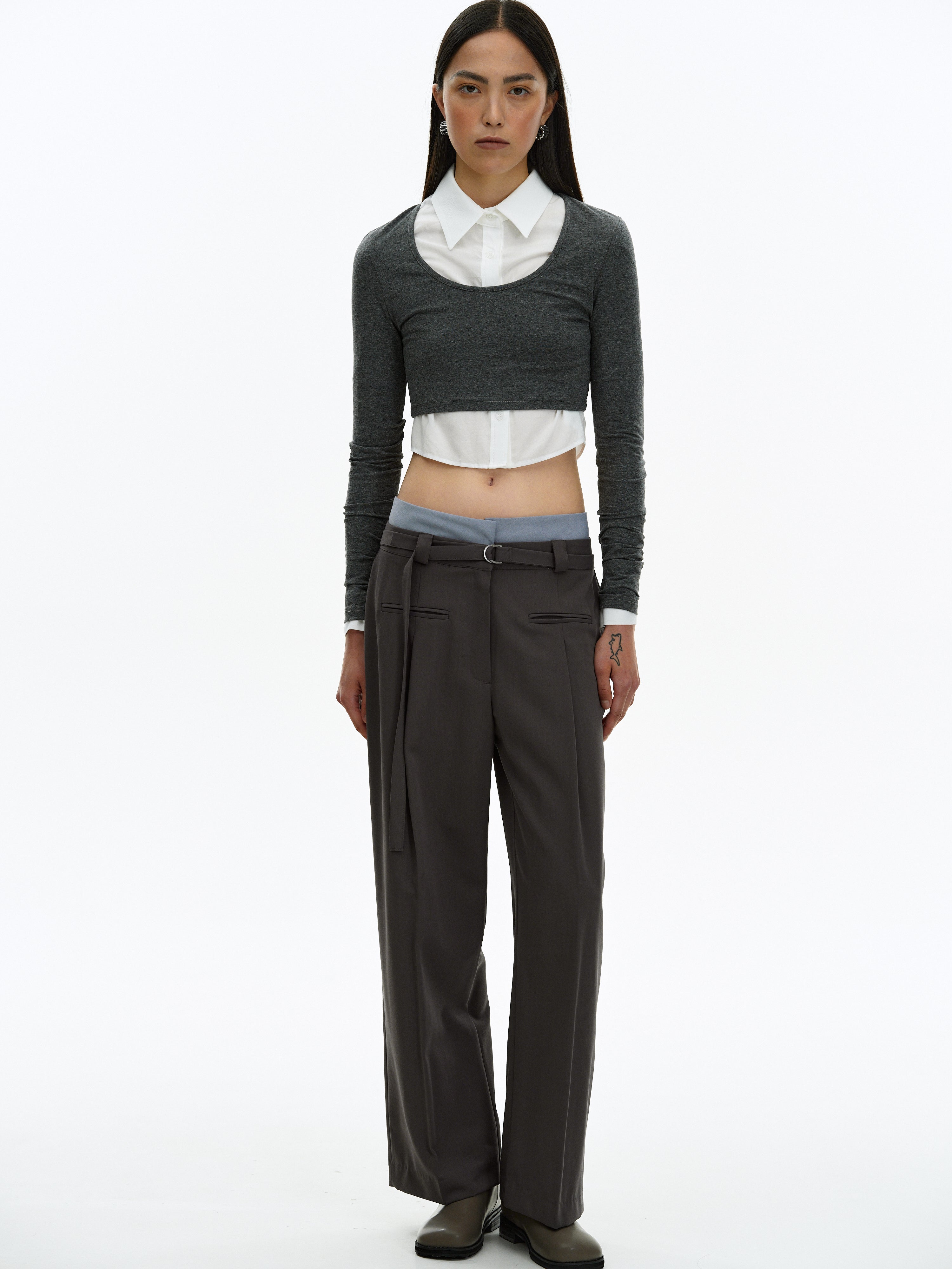 Cropped Modal Tee, Charcoal