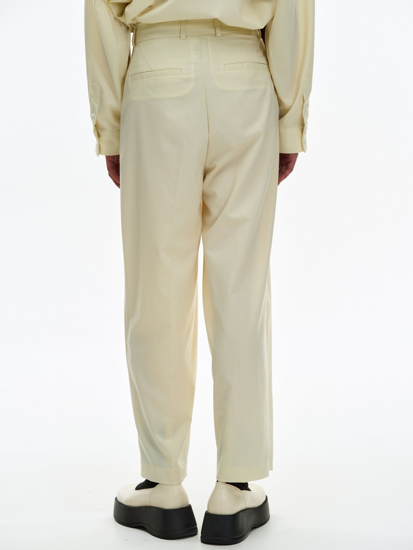 Wool Pleated Trousers, Eggnog