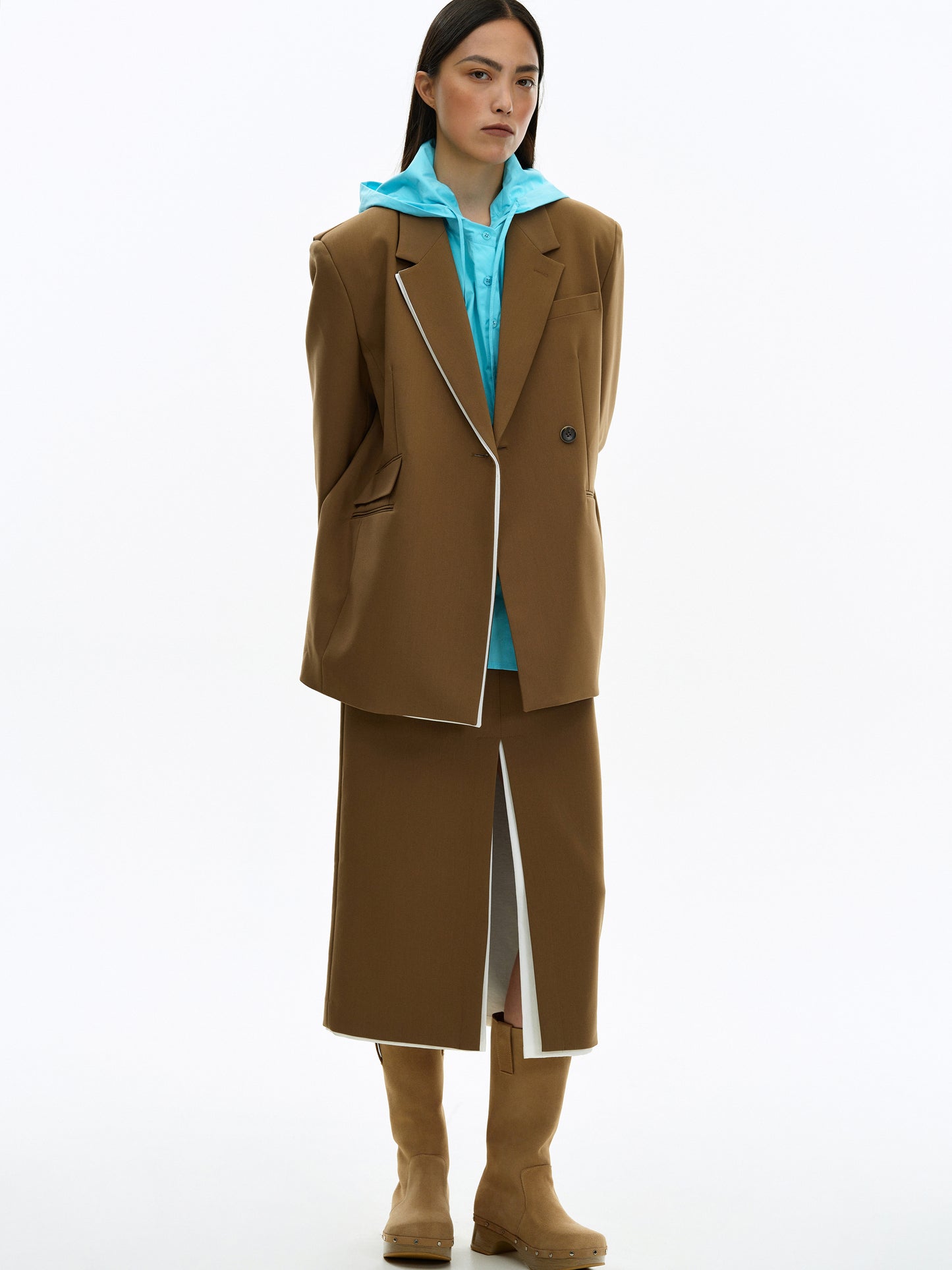 Duo Paneled Skirt, Brown