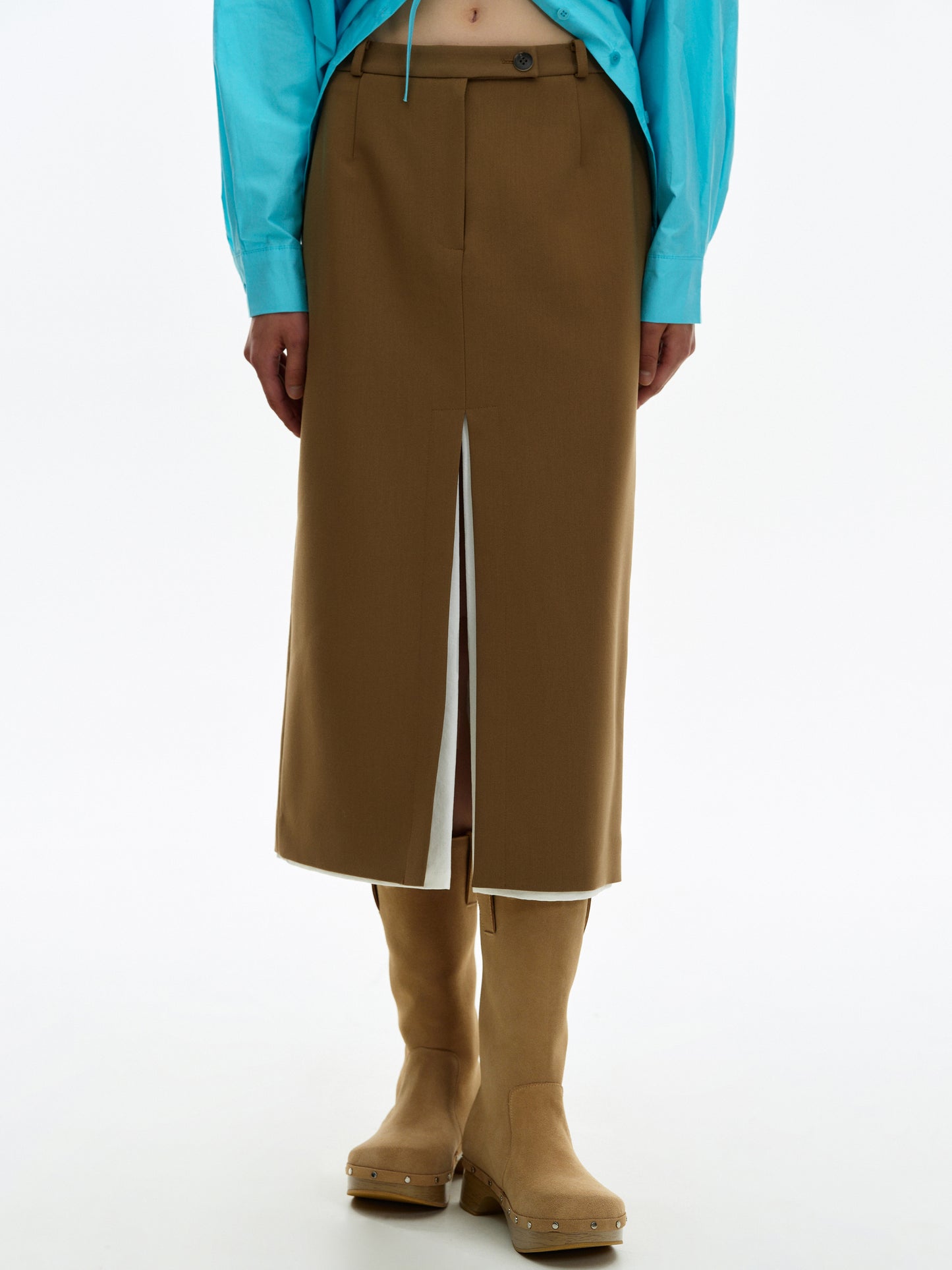 Duo Paneled Skirt, Brown