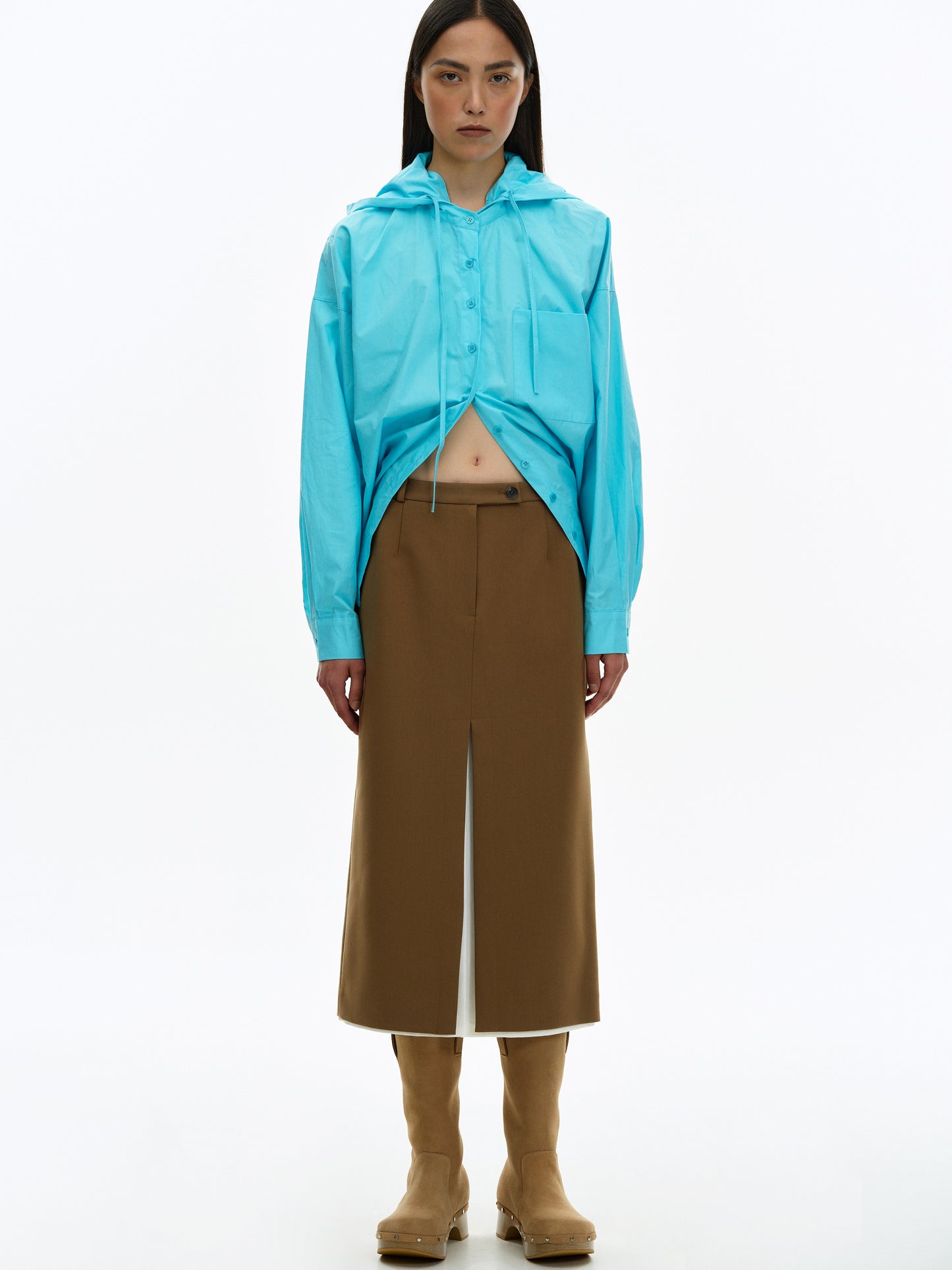 Duo Paneled Skirt, Brown