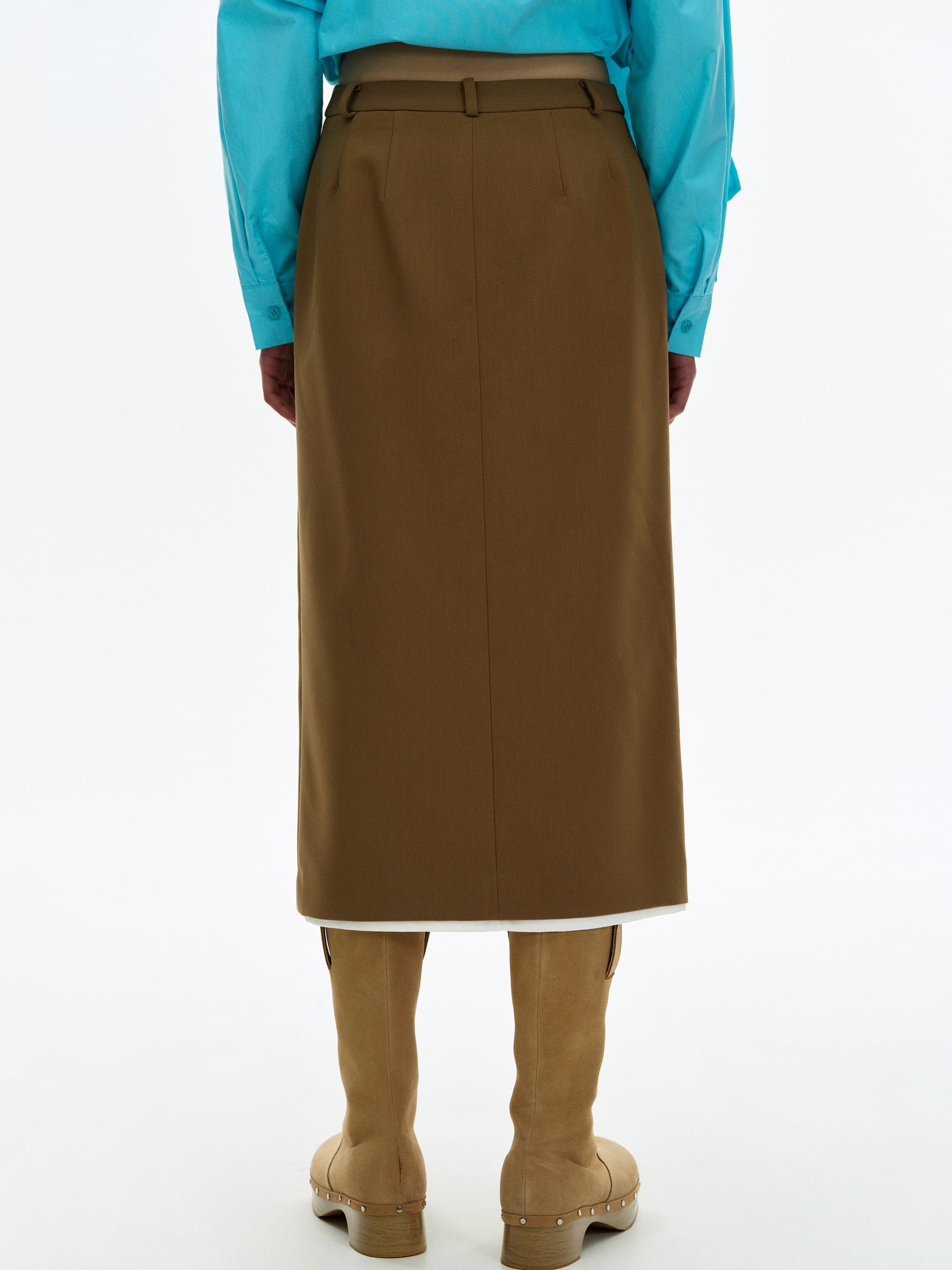 Duo Paneled Skirt, Brown