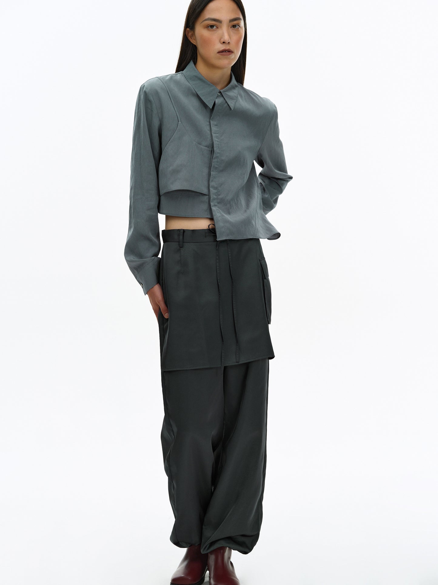 Layered Satin Pants, Ink