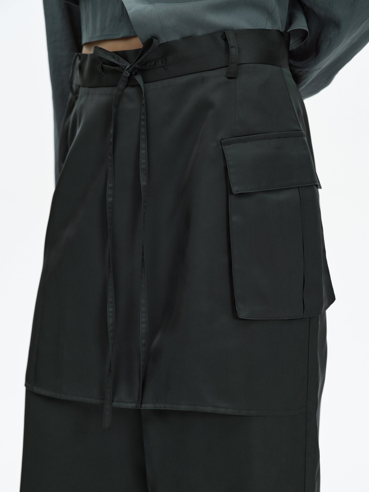 Layered Satin Pants, Ink